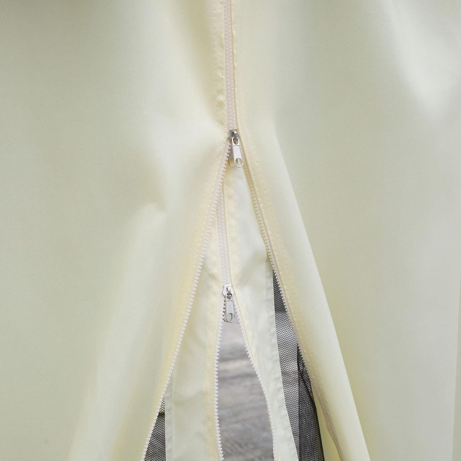 Outsunny 10' x 13' Patio Gazebo, 2-Tier Polyester Roof, Vented Canopy, Mesh, Portable Aluminum Frame for Outdoor, Cream White