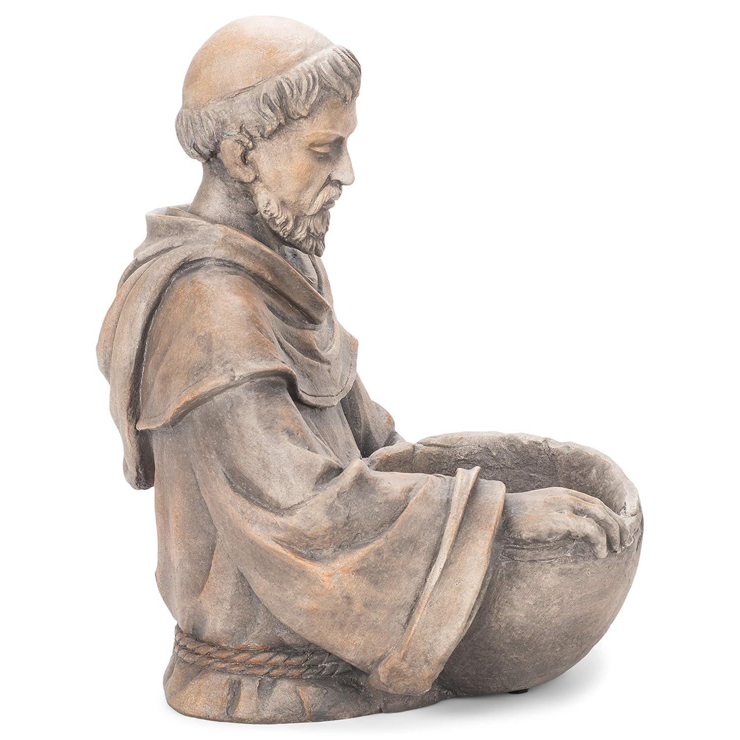 Roman 19" St. Francis Outdoor Garden Statue with Birdbath