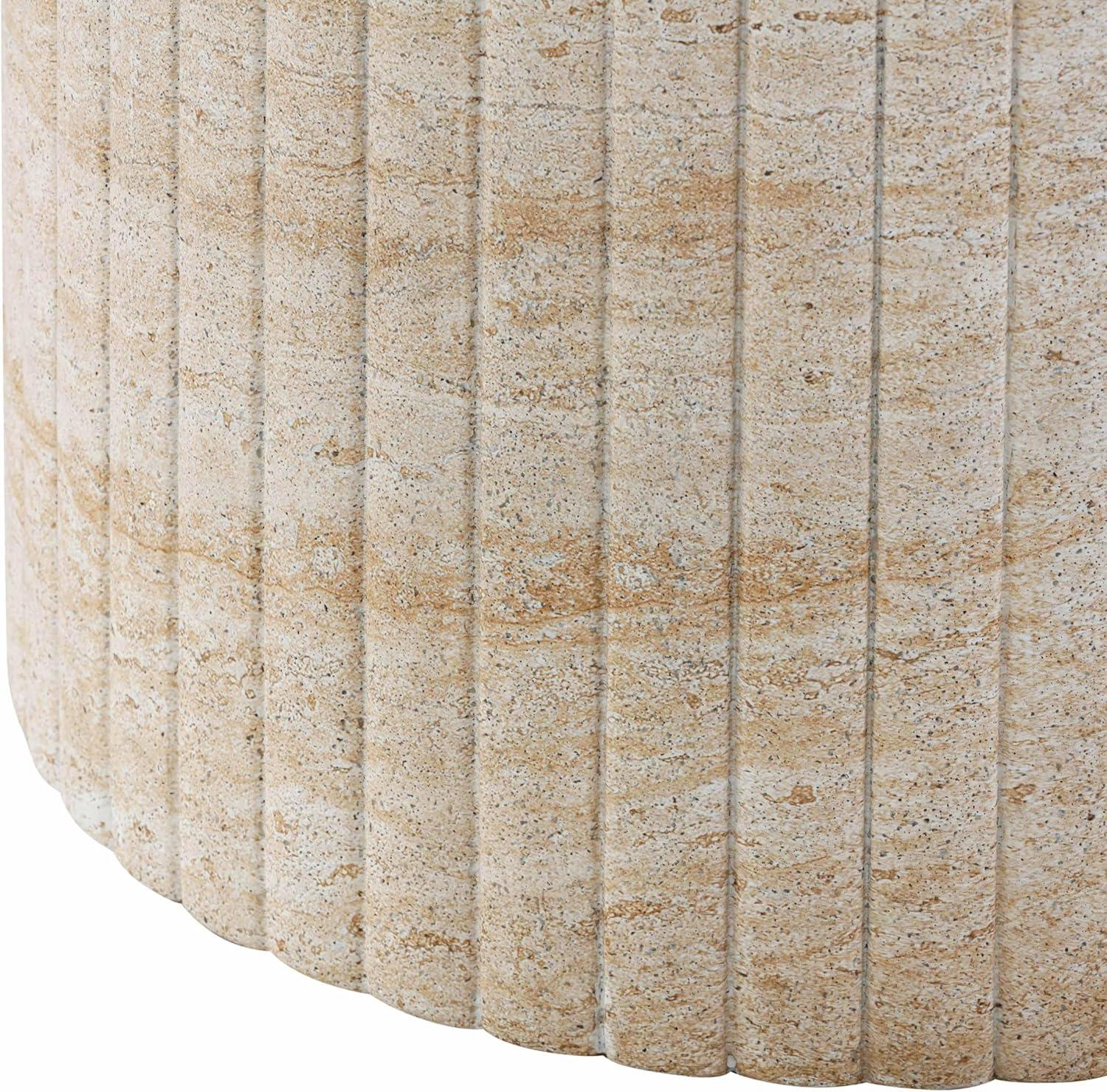 Blossom Beige Travertine Round Dining Table, 54 Inch