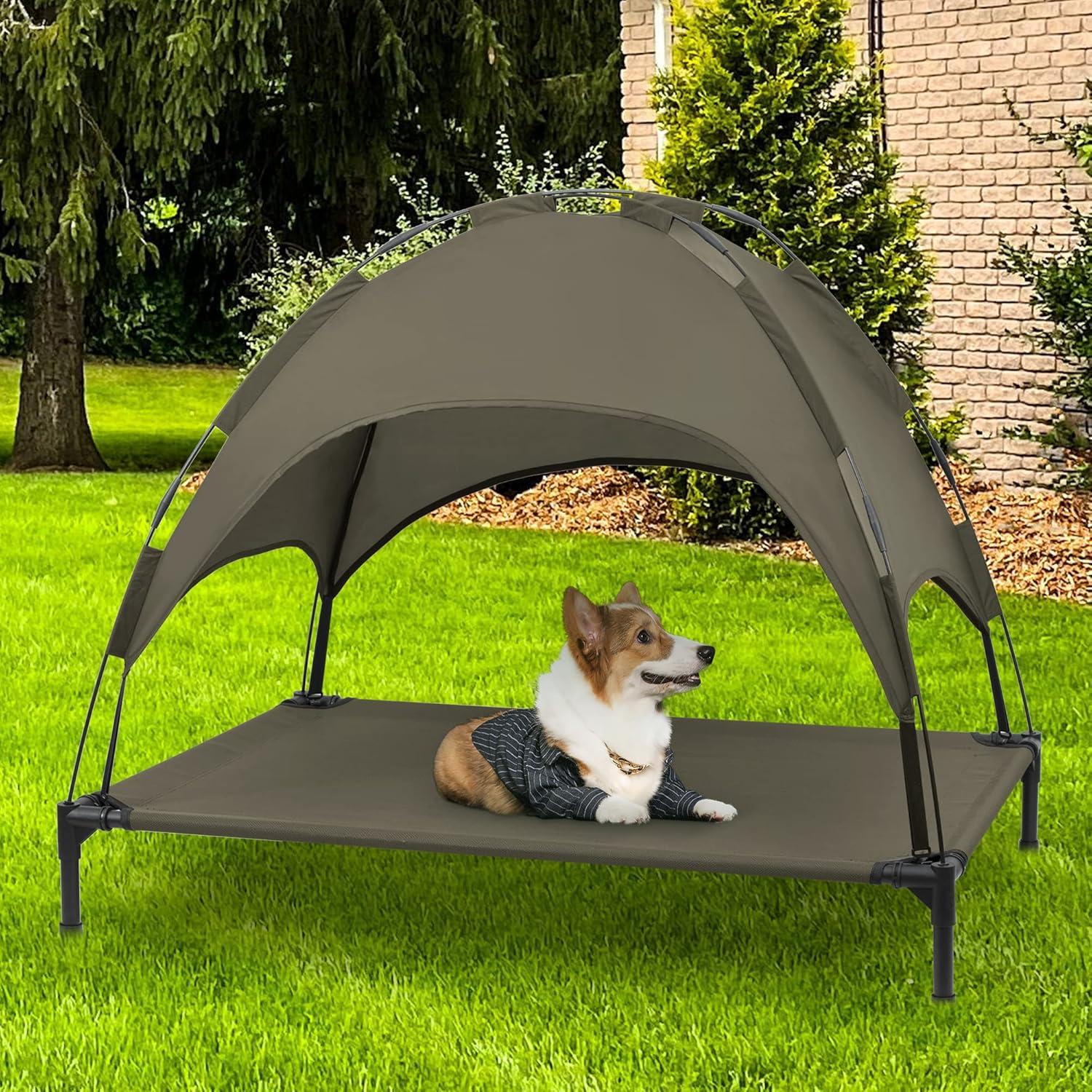 Tucker Murphy Pet™ Elevated Dog Bed With Canopy, Outdoor Dog Cot With Removable Canopy Shade Tent, Raised Pet Cot