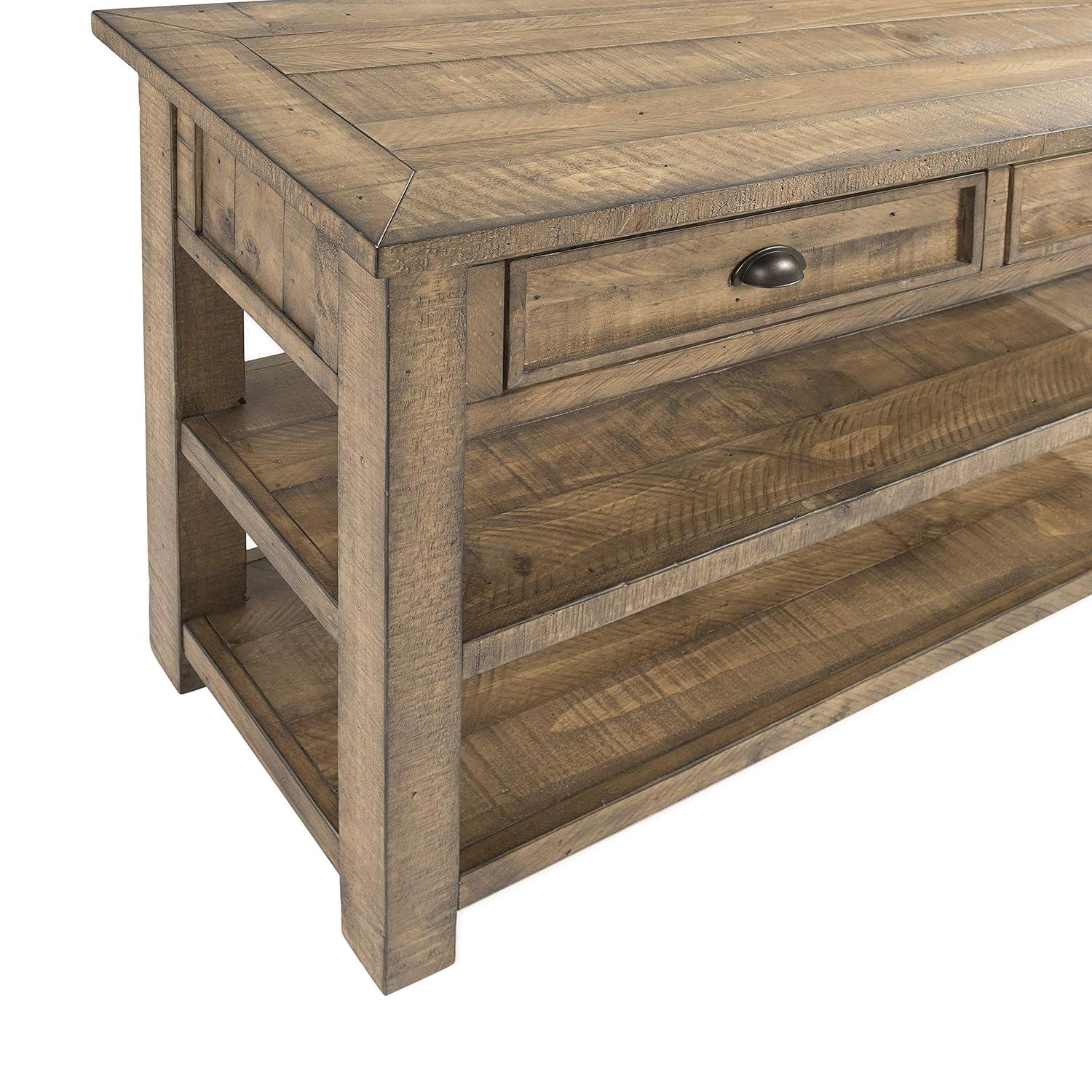 Coastal Style Rectangular Wooden Console Table with 2 Drawers, Brown- Saltoro Sherpi