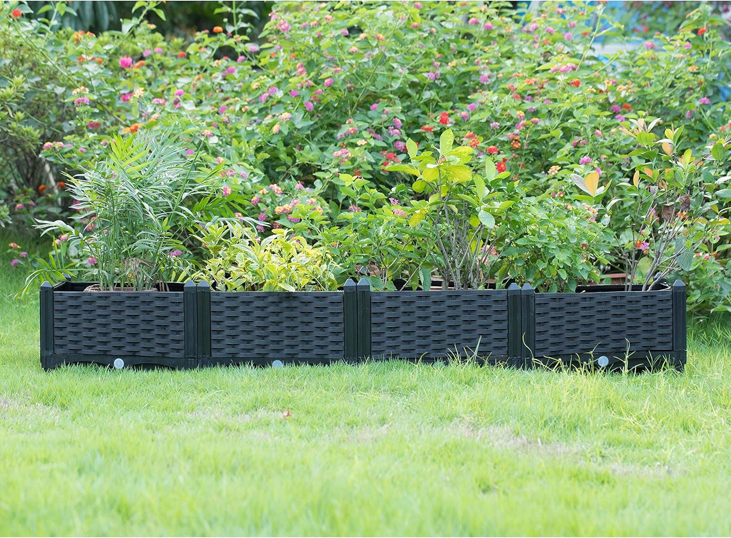 Rattan Raised Garden Bed Flower Planter