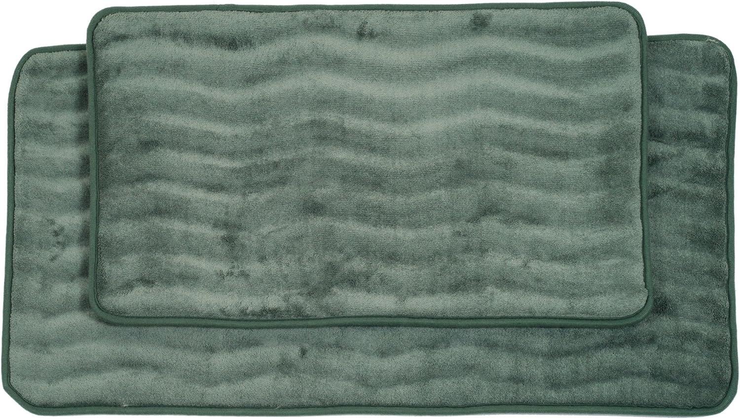 Lavish Home 67-10-G 2 Piece Memory Foam Bath Mat Set, Green