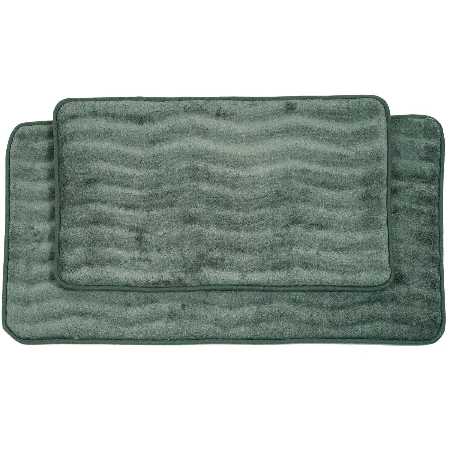 Lavish Home 67-10-G 2 Piece Memory Foam Bath Mat Set, Green