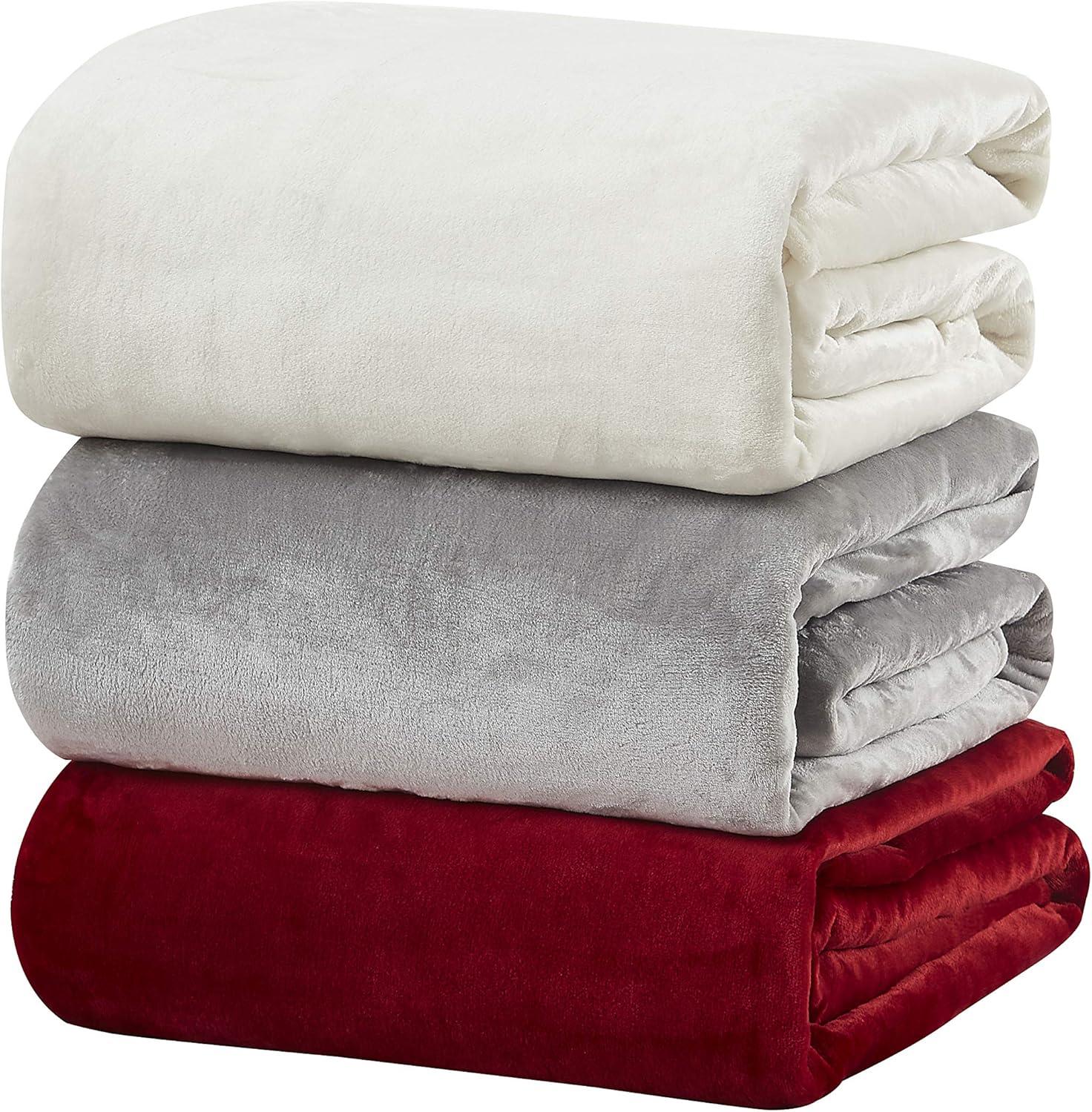 Super Soft and Plush Flannel Fleece Blanket,Red,Full/Queen