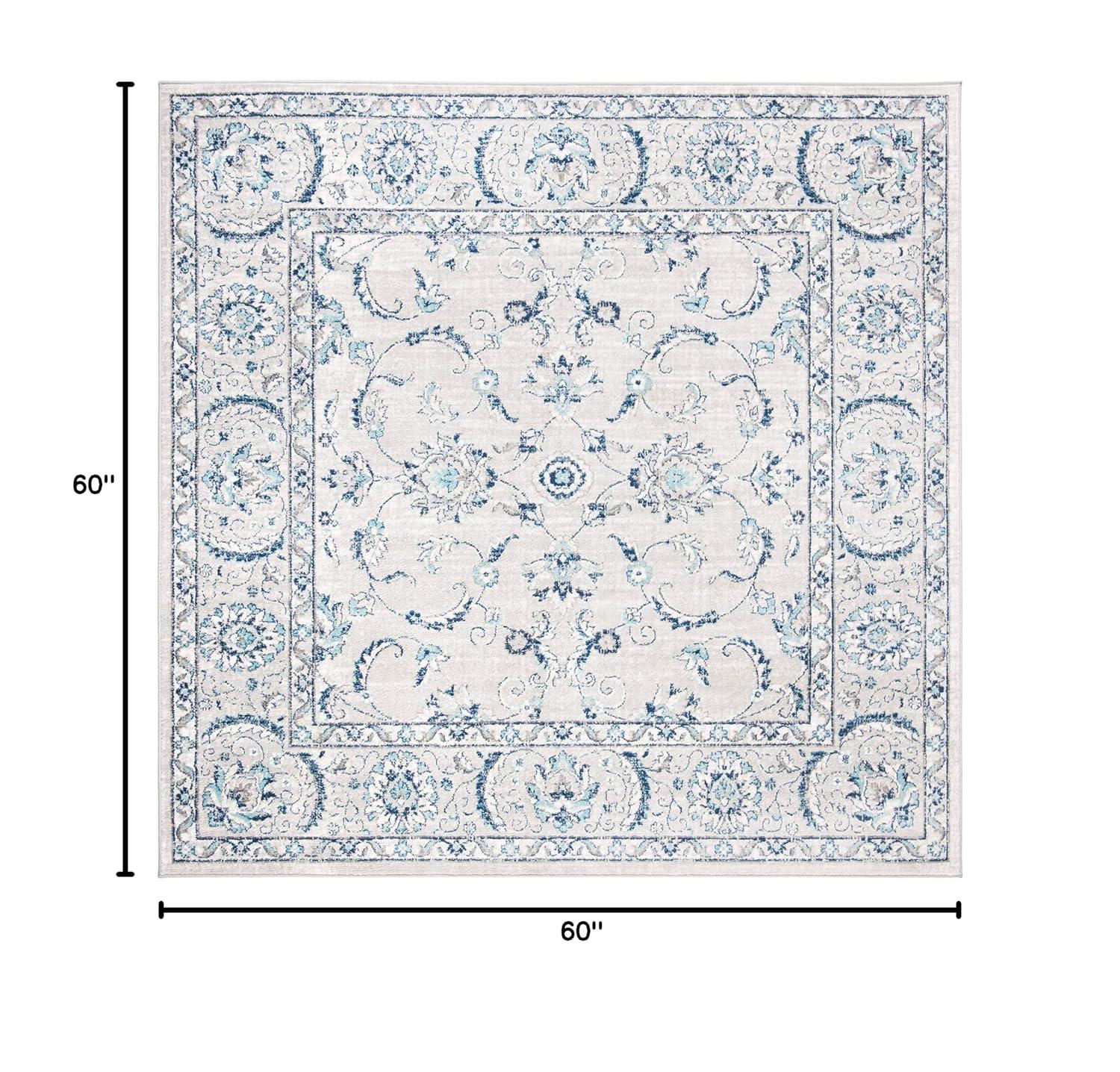Brentwood BNT854 Power Loomed Indoor Area Rug - Light Grey/Blue - 5'x5' - Safavieh