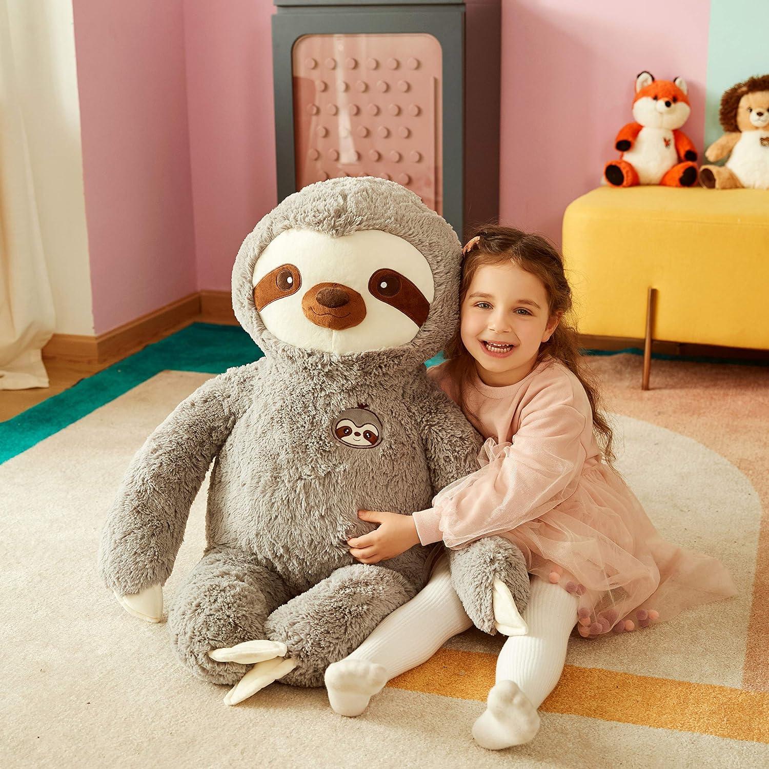 IKASA Giant Sloth Stuffed Animal Plush Toy,Large Jumbo 30" Gray Huge Cute Soft Toys,Big Size Fluffy Plushy Fat Oversized Plushie,Gifts for Kids Girls Boys Girlfriend Children