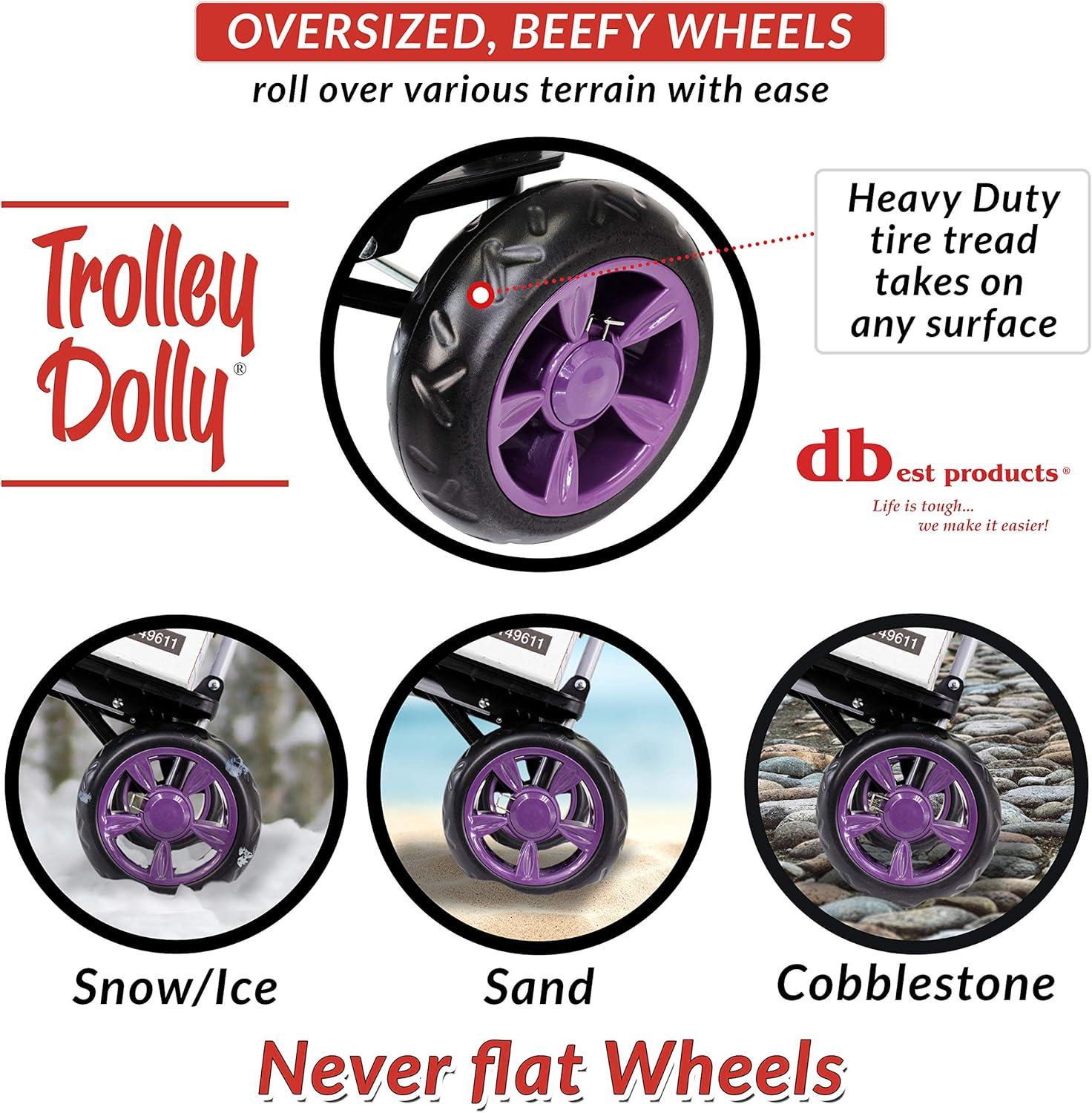dbest products Trolley Dolly Foldable Shopping Cart for Groceries with Wheels Removable Bag Rolling Personal Handtruck - Purple