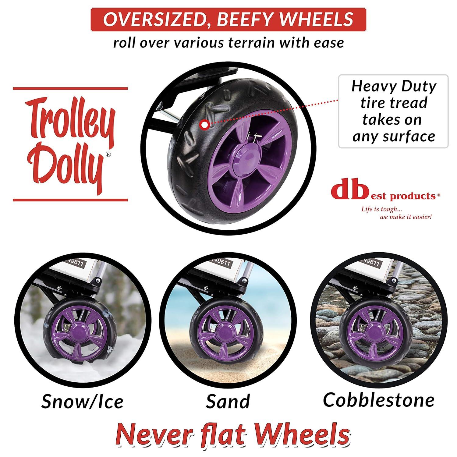 dbest products Trolley Dolly Foldable Shopping Cart for Groceries with Wheels Removable Bag Rolling Personal Handtruck - Purple