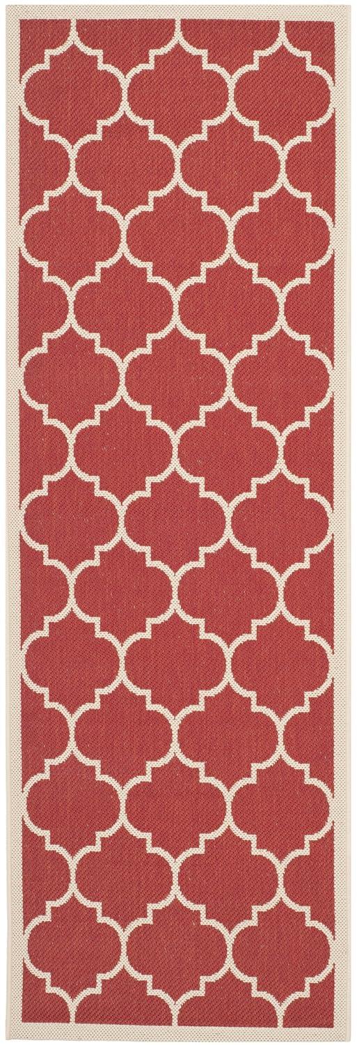 Courtyard CY6914 Power Loomed Indoor/Outdoor Runner Rug - Red/Bone - 2'3"x6'7" - Safavieh.