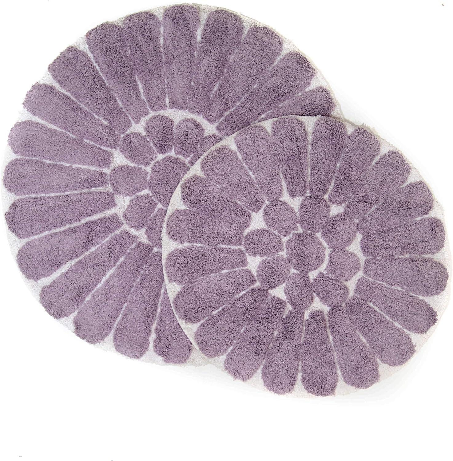 2pc Bursting Flower Bath Rug Set Lilac - Chesapeake Merchandising: Cotton Tufted, Machine Washable, Non-Slip Backing
