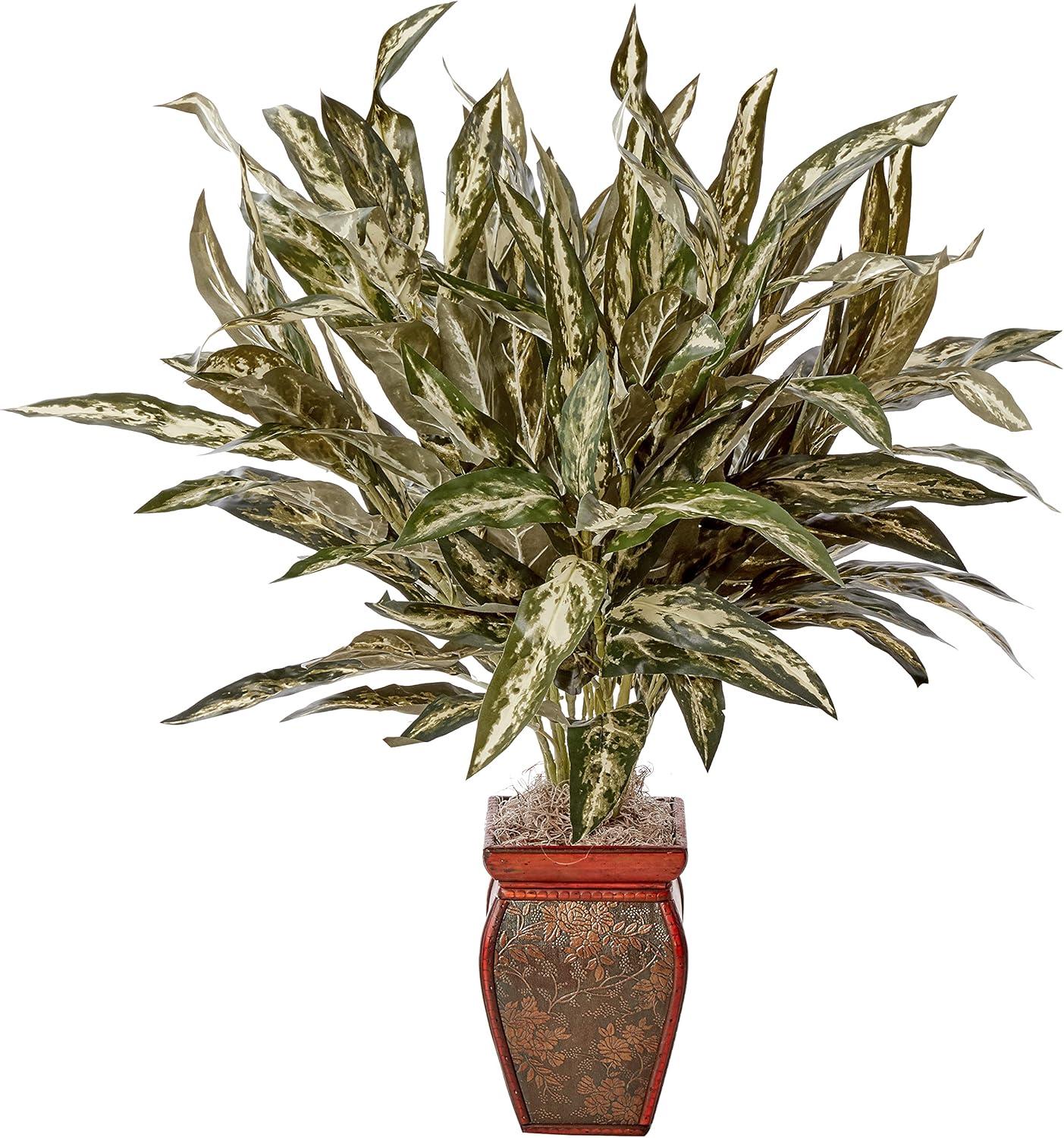 Elegant 30" Aglaonema Silk Plant with Decorative Two-Tone Vase