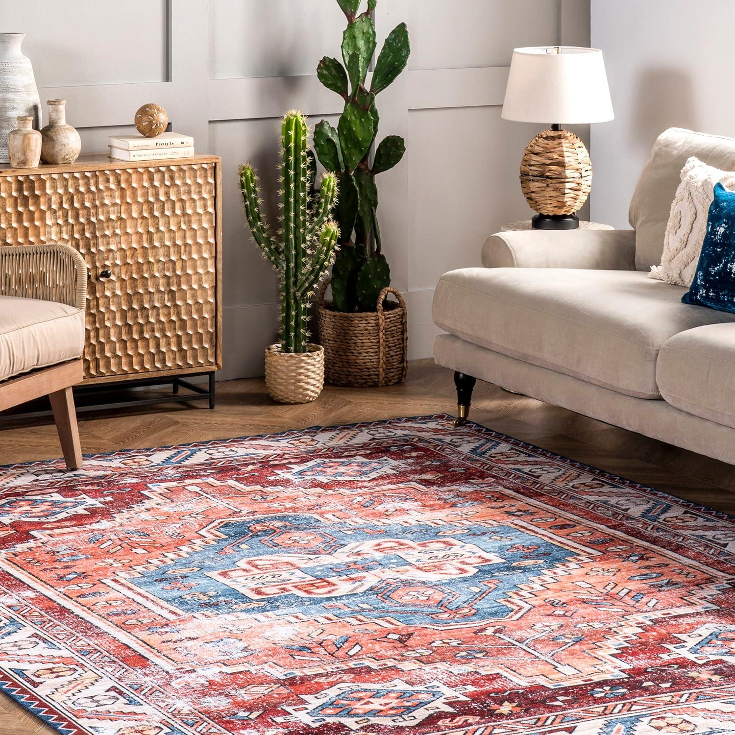 Nuloom Marli Machine Washable Faded Medallion Indoor Area Rug