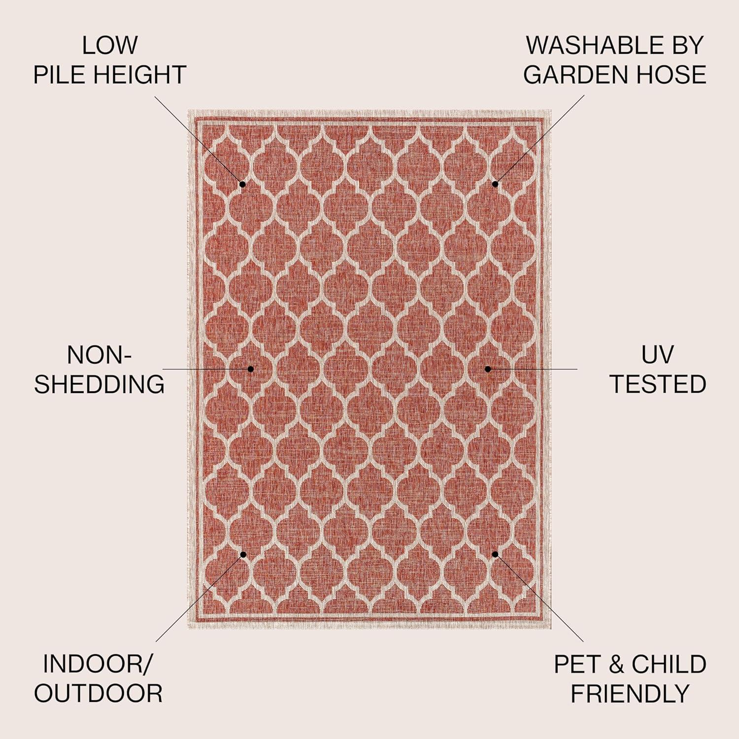 Trebol Moroccan Trellis Textured Weave Indoor/Outdoor Area Rug - JONATHAN Y