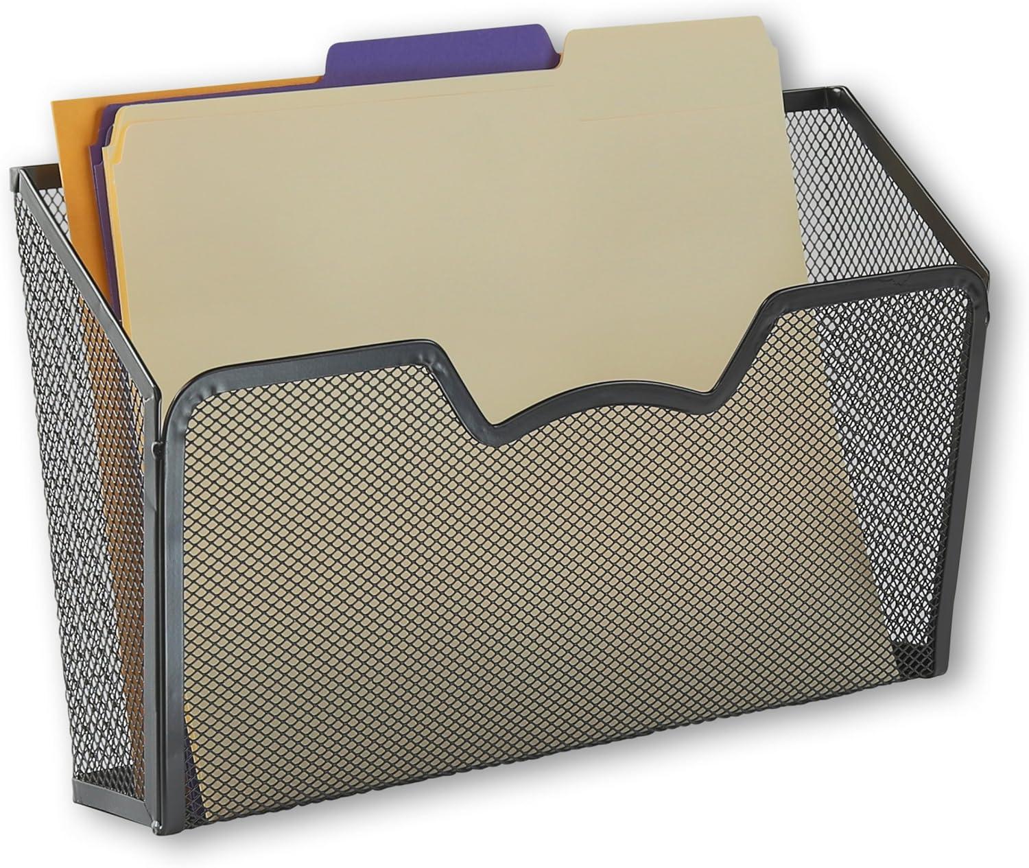 SHW 3PK Single Pocket Wall Mount File Holder, Black