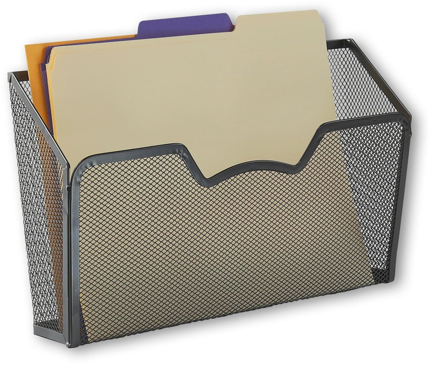 SHW 3PK Single Pocket Wall Mount File Holder, Black