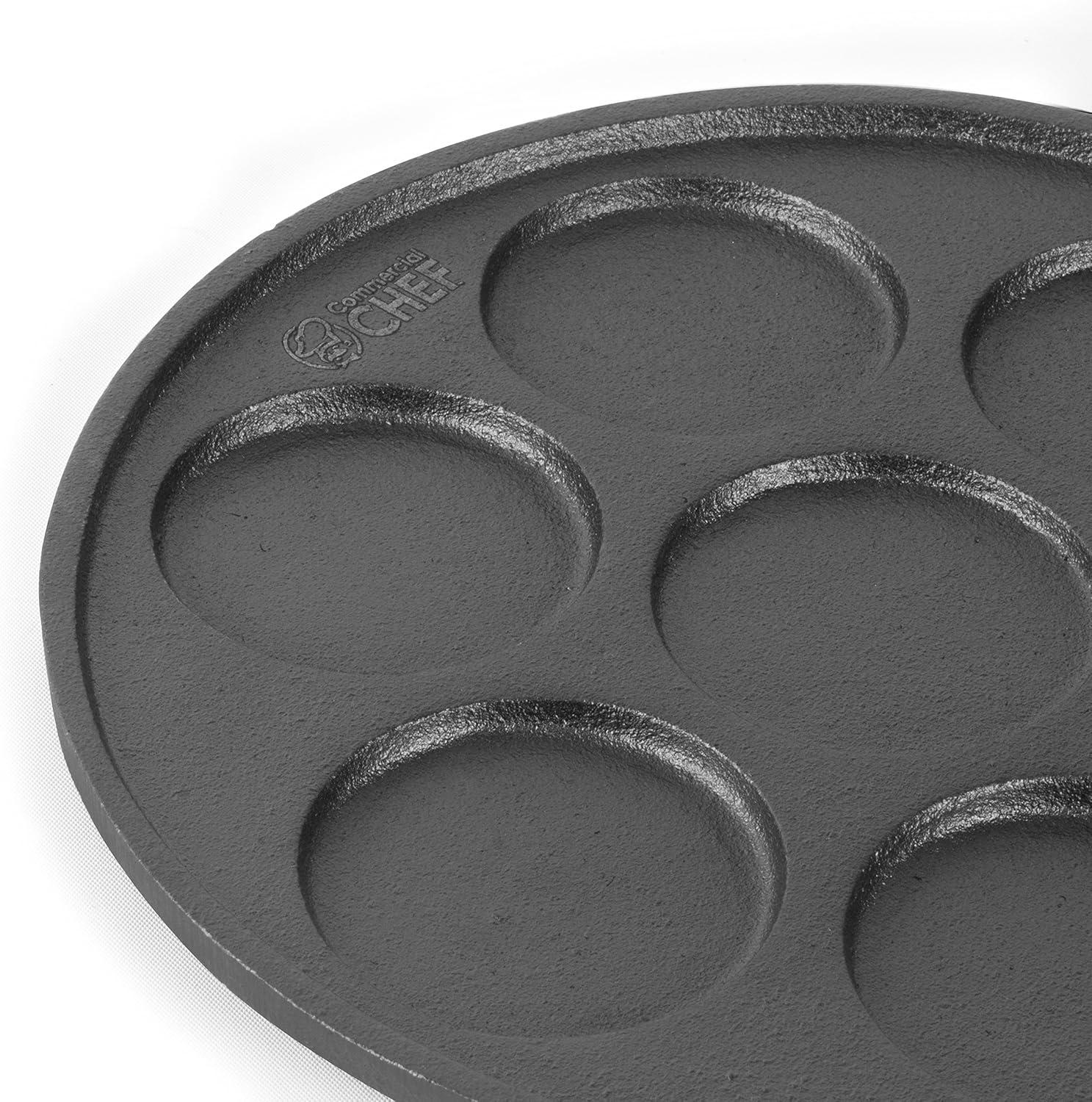 Commercial CHEF Cast Iron Pancake Pan, Makes 7 Mini Silver Dollar Pancakes