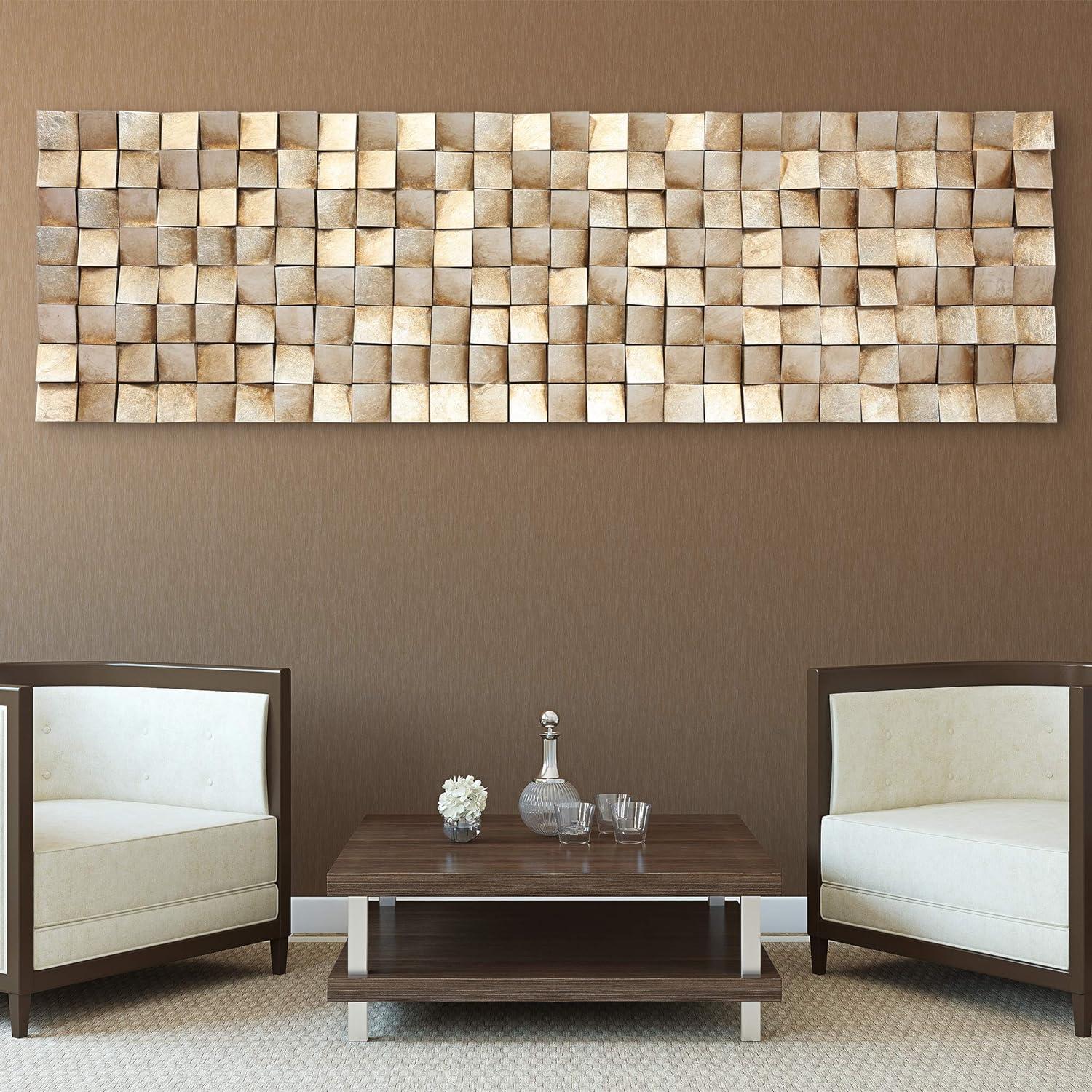 Empire Art Direct Textured 2 Metallic Hand Painted 3D Rugged Wooden Blocks Wall Art, 72" x 22" x 3.4", Ready to Hang