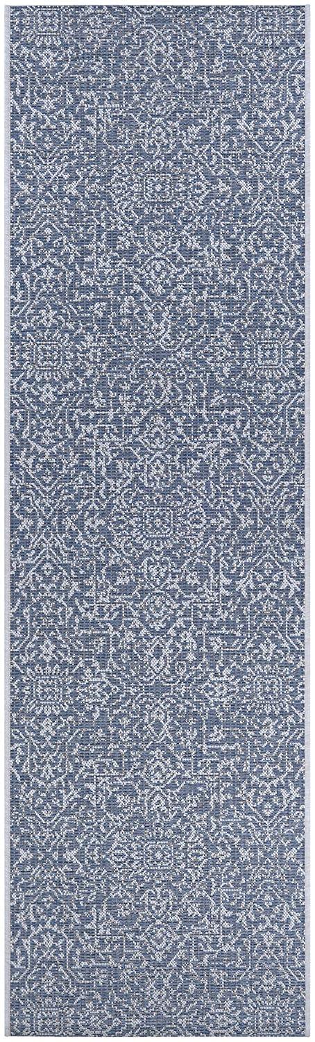 Couristan Monte Carlo Palmette Indoor/Outdoor Area Rug, 2'3" x 7'10" Runner, Navy-Ivory