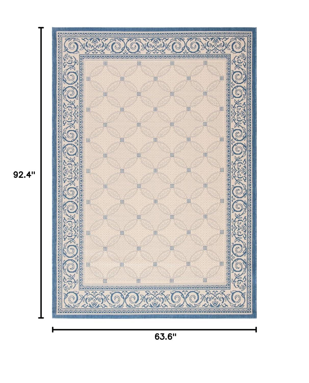 Courtyard CY7427 Power Loomed Indoor/Outdoor Area Rug - Beige/Navy - 5'3"x7'7" - Safavieh.