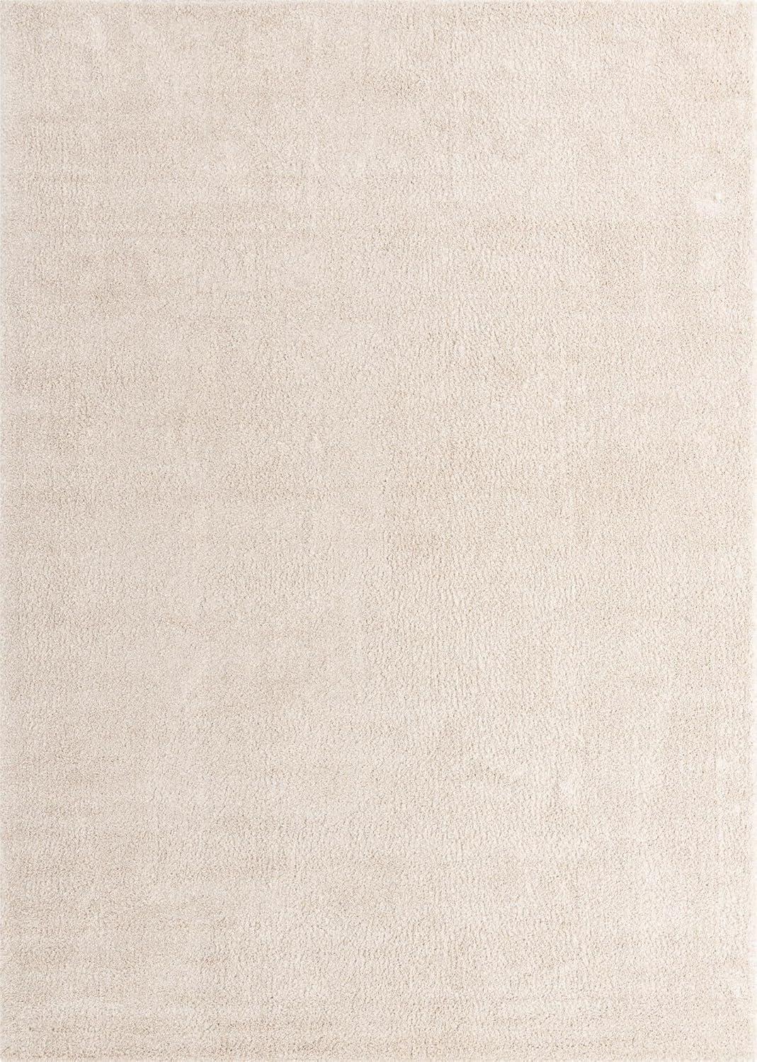 Ivory Shag Synthetic 10' x 14' Easy-Care Rectangular Rug