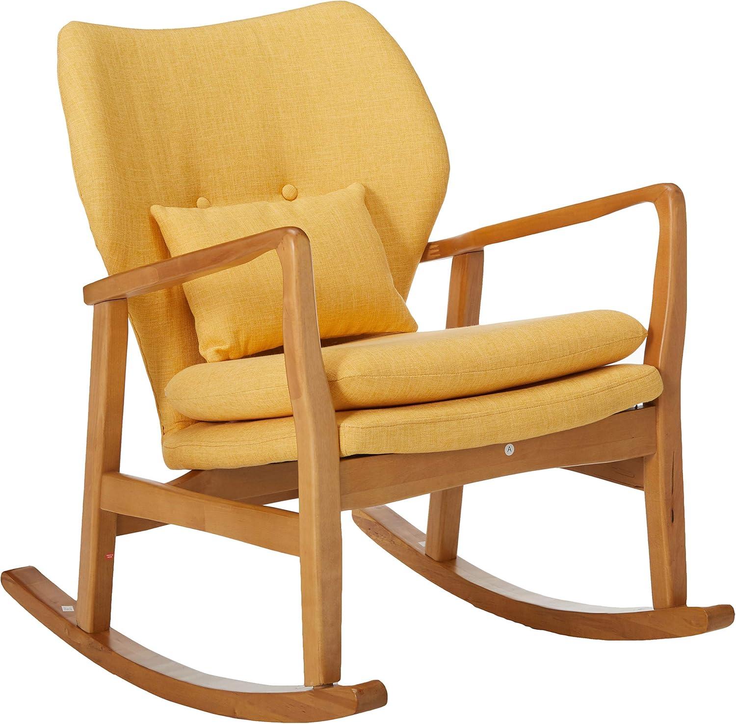 Christopher Knight Home Benny Mid Century Modern Fabric Rocking Chair Muted Yellow: Upholstered Indoor Rocker, Plywood Frame
