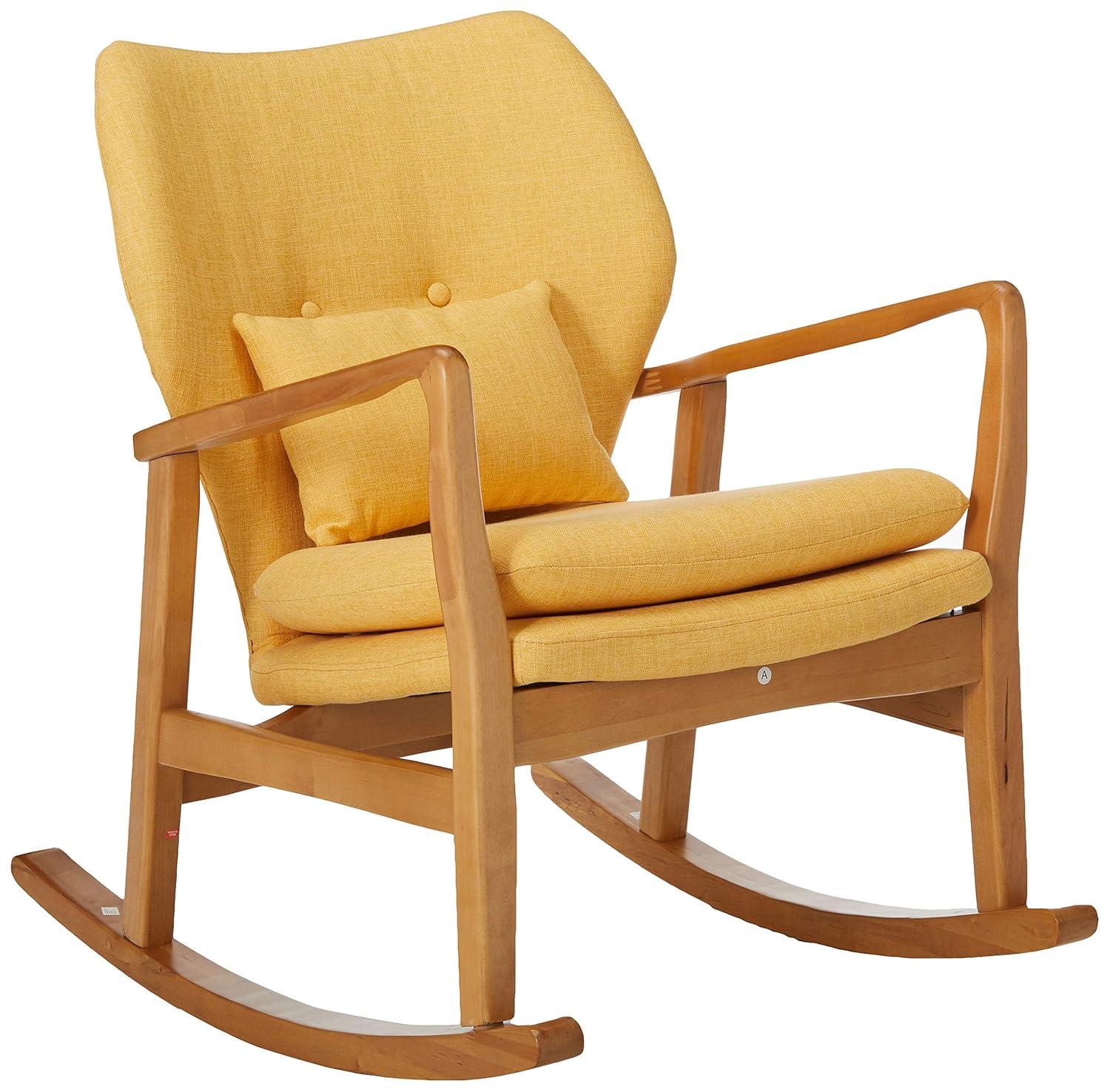 Christopher Knight Home Benny Mid Century Modern Fabric Rocking Chair Muted Yellow: Upholstered Indoor Rocker, Plywood Frame