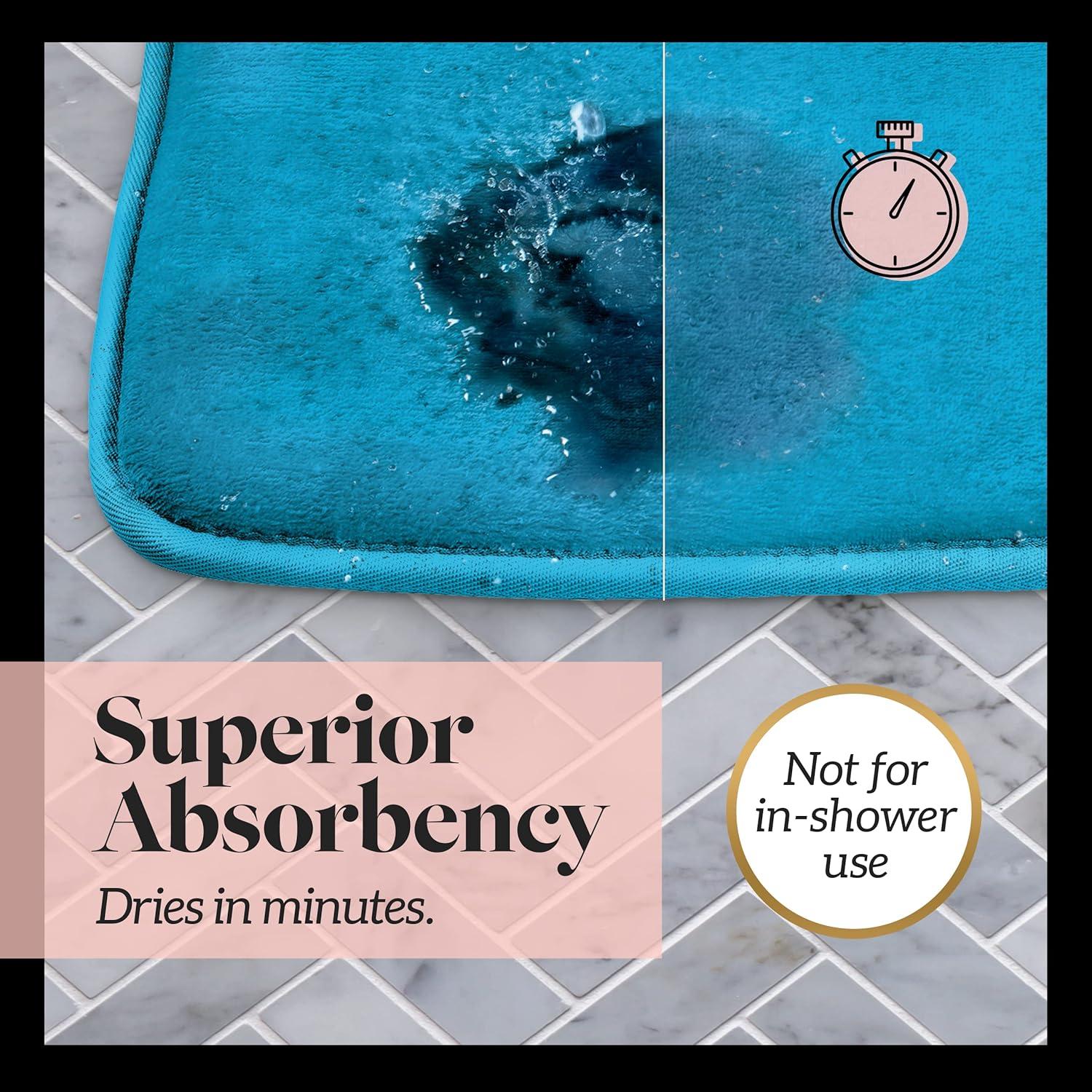 Bath Mats for Bathroom Non Slip - Caribbean Sea 20" x 32" Memory Foam Bathroom Rugs - Quick Dry Bath Mat