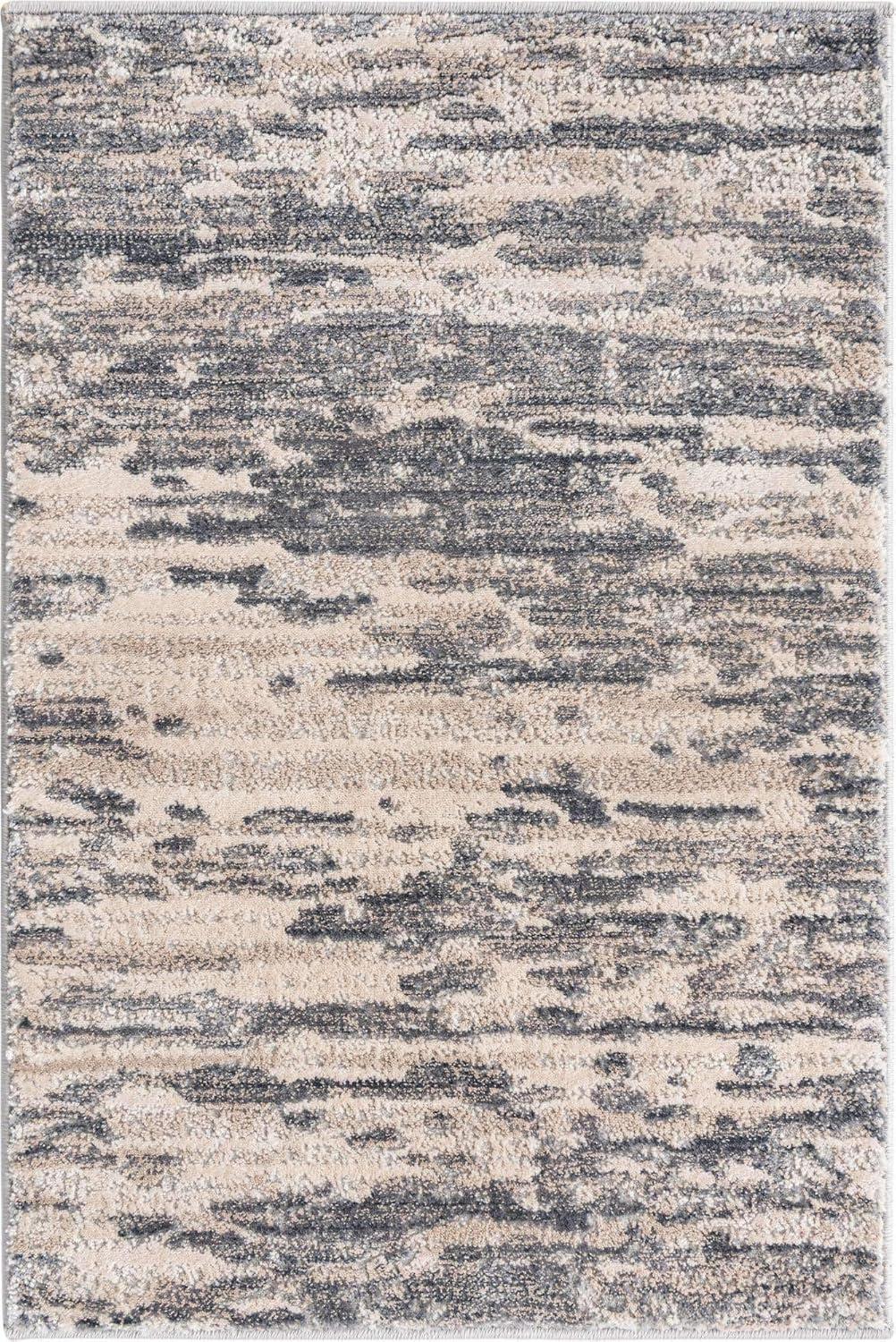 Serenity Oasis Gray Rectangular Indoor Rug, 2' x 3', Stain-Resistant