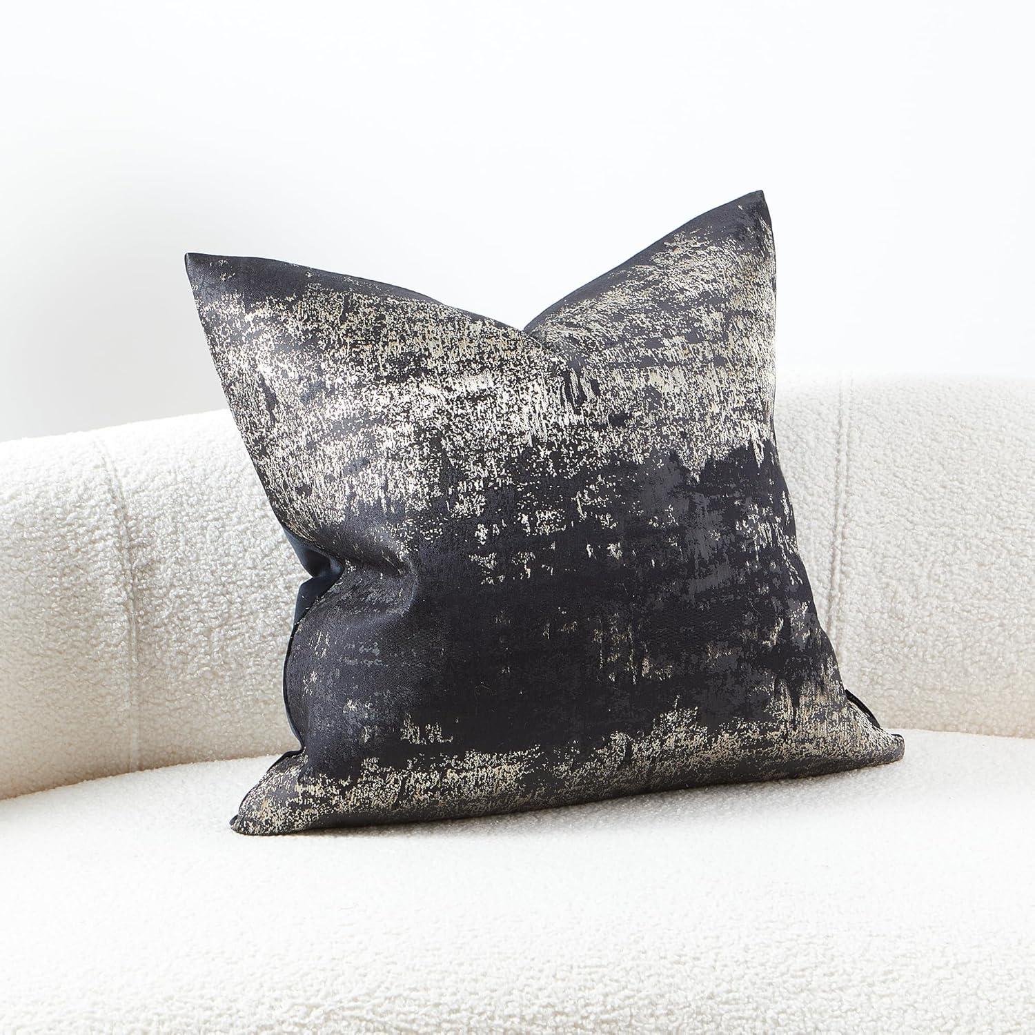 Throw Pillow Covers Luxury Black Throw Pillow Cover Modern Gold Decorative Pillowcase for Couch Sofa Living Room Bedroom Car 18x18 inch