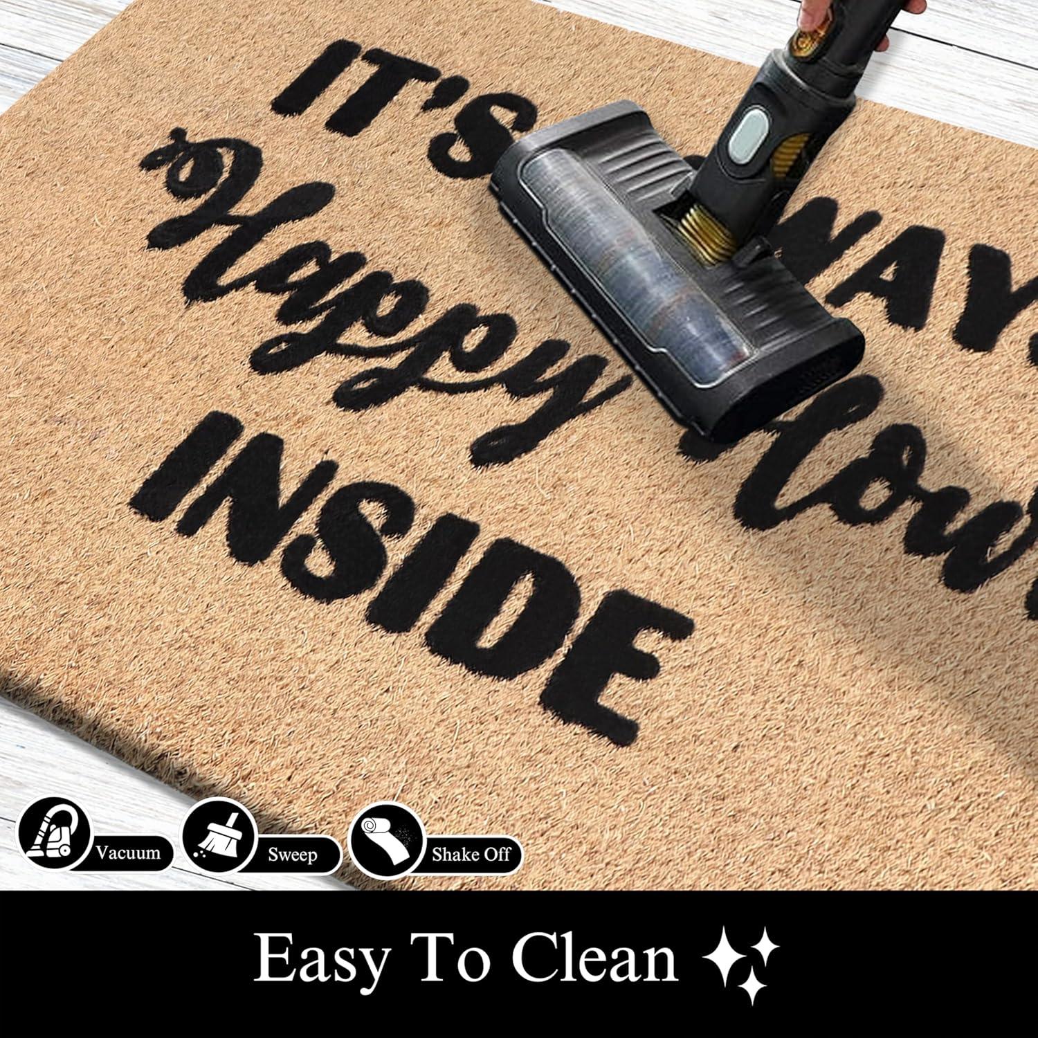 A1HC Natural Coir Flocked Doormat with Heavy Duty Non-Slip PVC Backing Easy to Clean, Fade Resistant, Pet Friendly Outdoor Welcome Mat, Low-Profile Durable Doormat 24"X36"