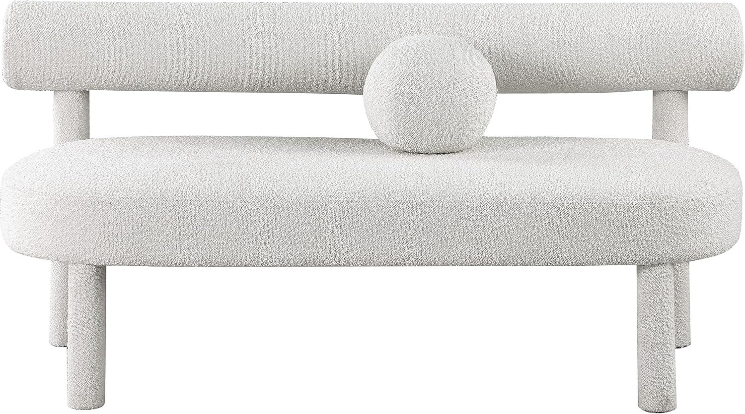 Meridian Furniture Parlor Cream Boucle Fabric Bench