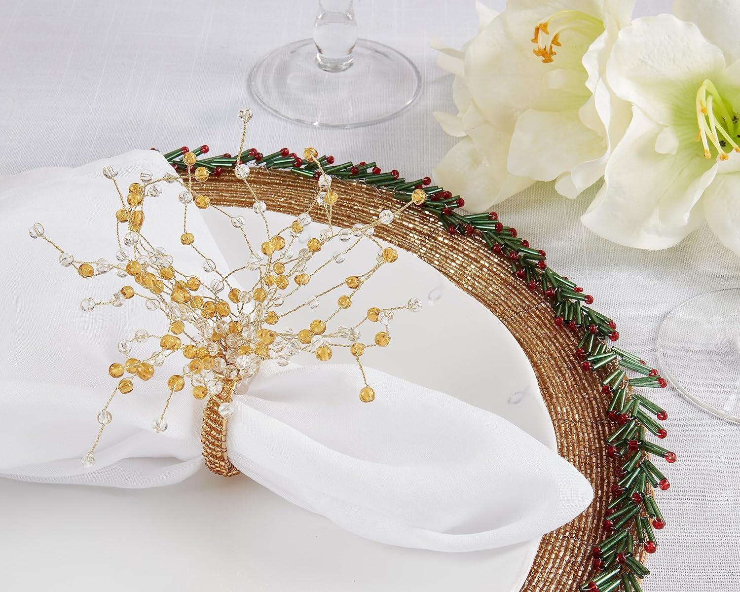 Saro Beaded Design Napkin Ring (Set of 4)
