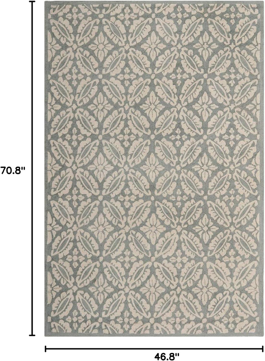 SAFAVIEH Chelsea Margery Geometric Wool Area Rug, Sage, 3'9" x 5'9"
