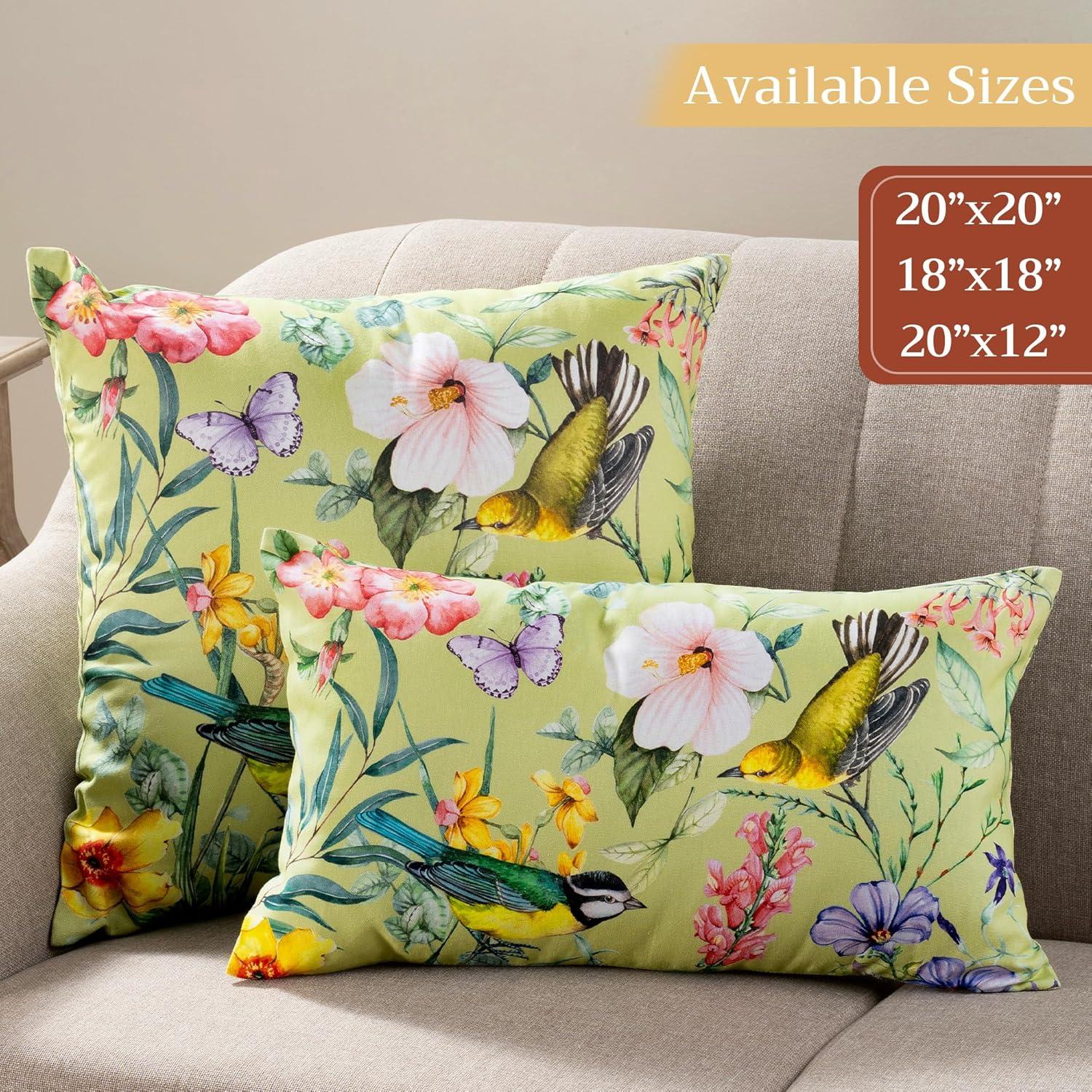 Maison d' Hermine Decorative Pillow Covers 20x20 Inch Square 100% Cotton Throw Pillow Covers with Zipper - Chair, Couches, Sofas, Bedroom, Home, Gifts for Mothers Day (Hesperides - Oiseaux)