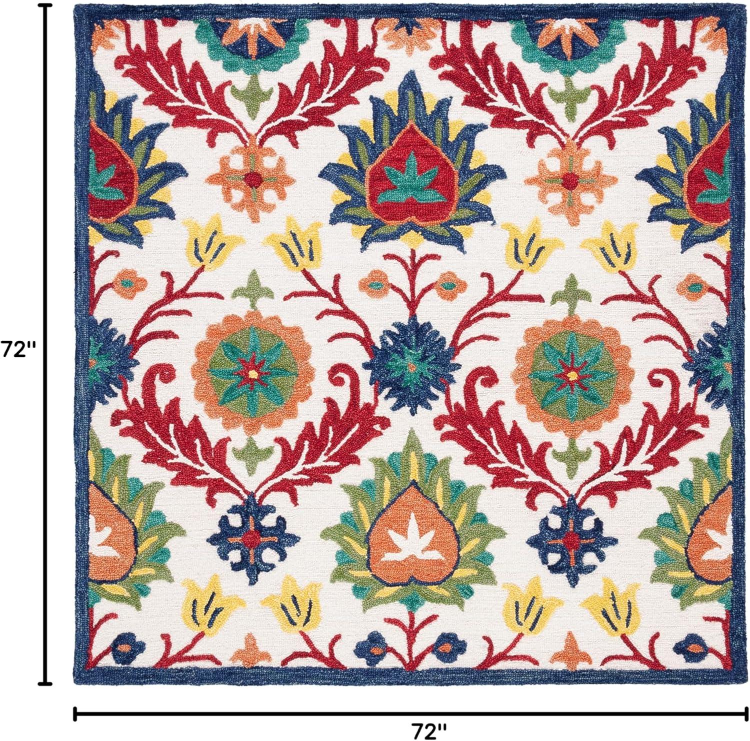 Blossom BLM563 Hand Tufted Area Rug - Red/Blue - 6'x6' - Safavieh.