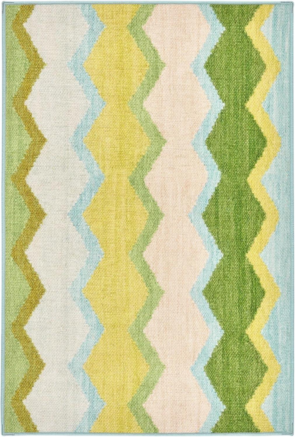 Dash and Albert Rugs Kit Kemp x Annie Selke Safety Net Green Handwoven Wool Rug