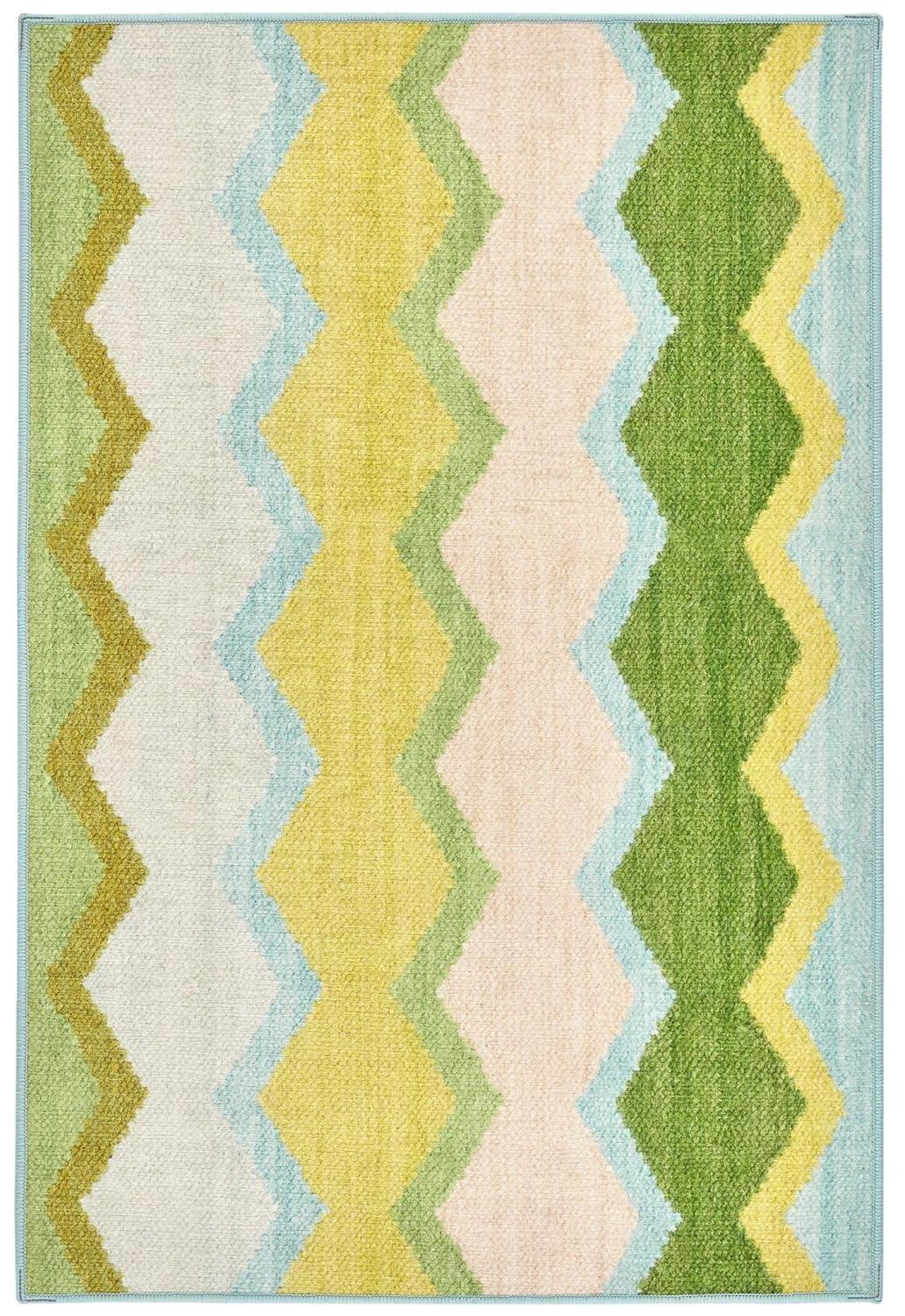 Dash and Albert Rugs Kit Kemp x Annie Selke Safety Net Green Handwoven Wool Rug