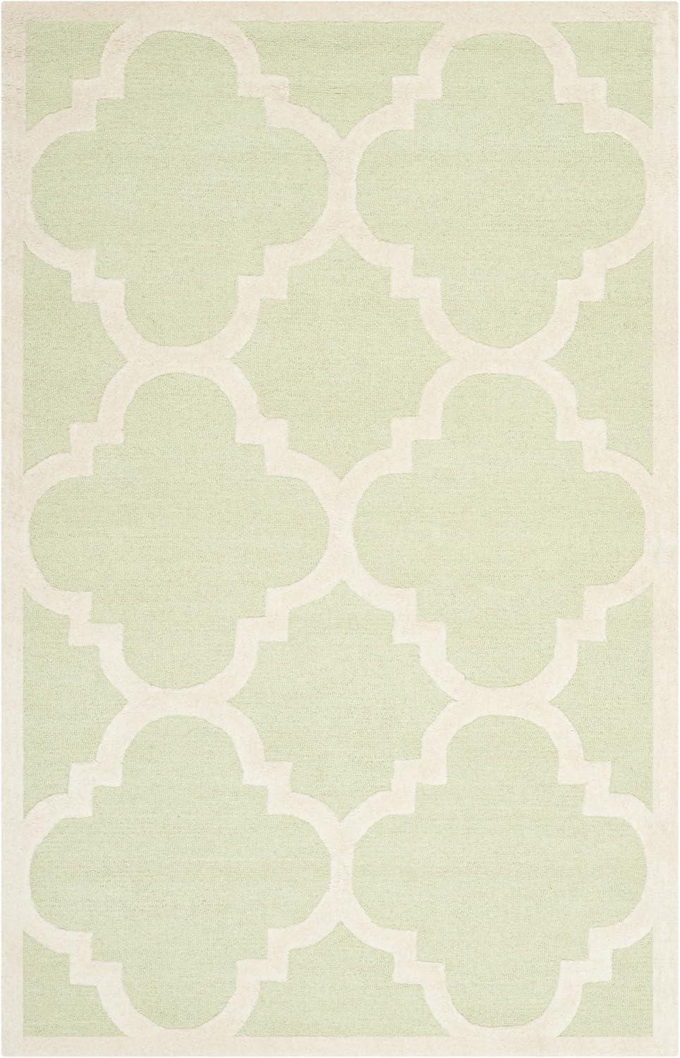 SAFAVIEH Cambridge Justine Geometric Wool Area Rug, Light Green/Ivory, 5' x 8'