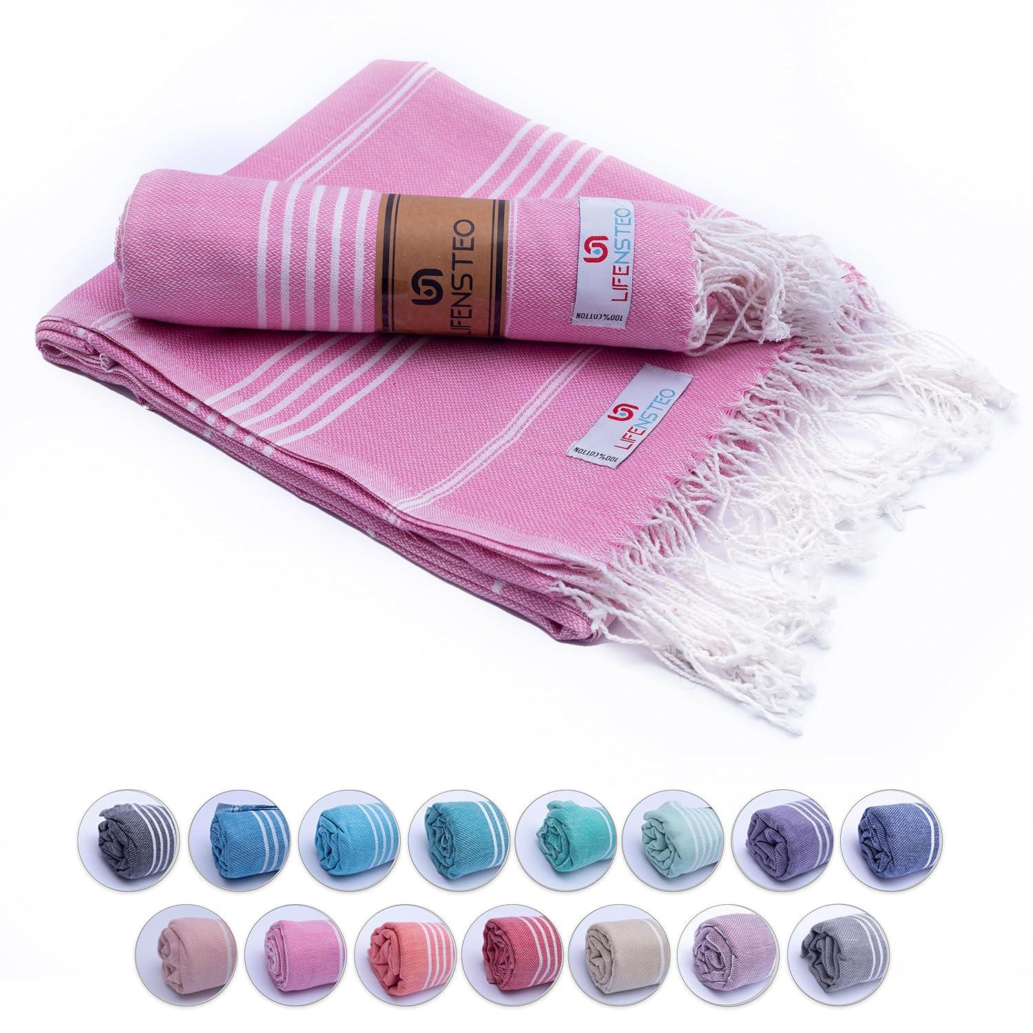 Turkish Beach Towel - 40x71 inch Oversized Sand Resistant Prewashed Turkish Towel - 100% Turkish Cotton Quick Drying, Compact, Lightweight Turkish Towel for Beach, Bath, Pool, Gym, Yoga