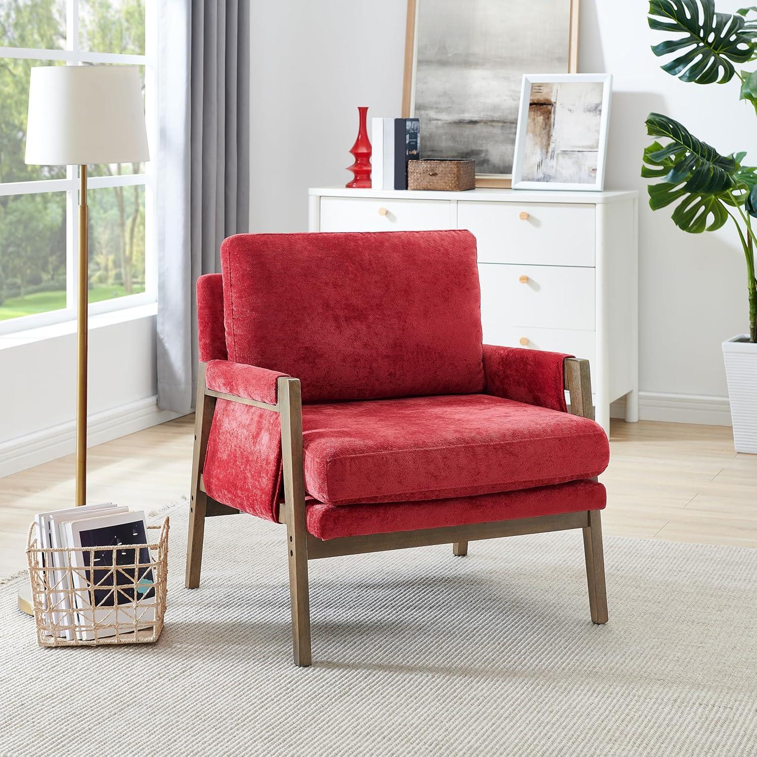 Roundhill Furniture Kelly Mid-Century Modern Velvet Accent Armchair