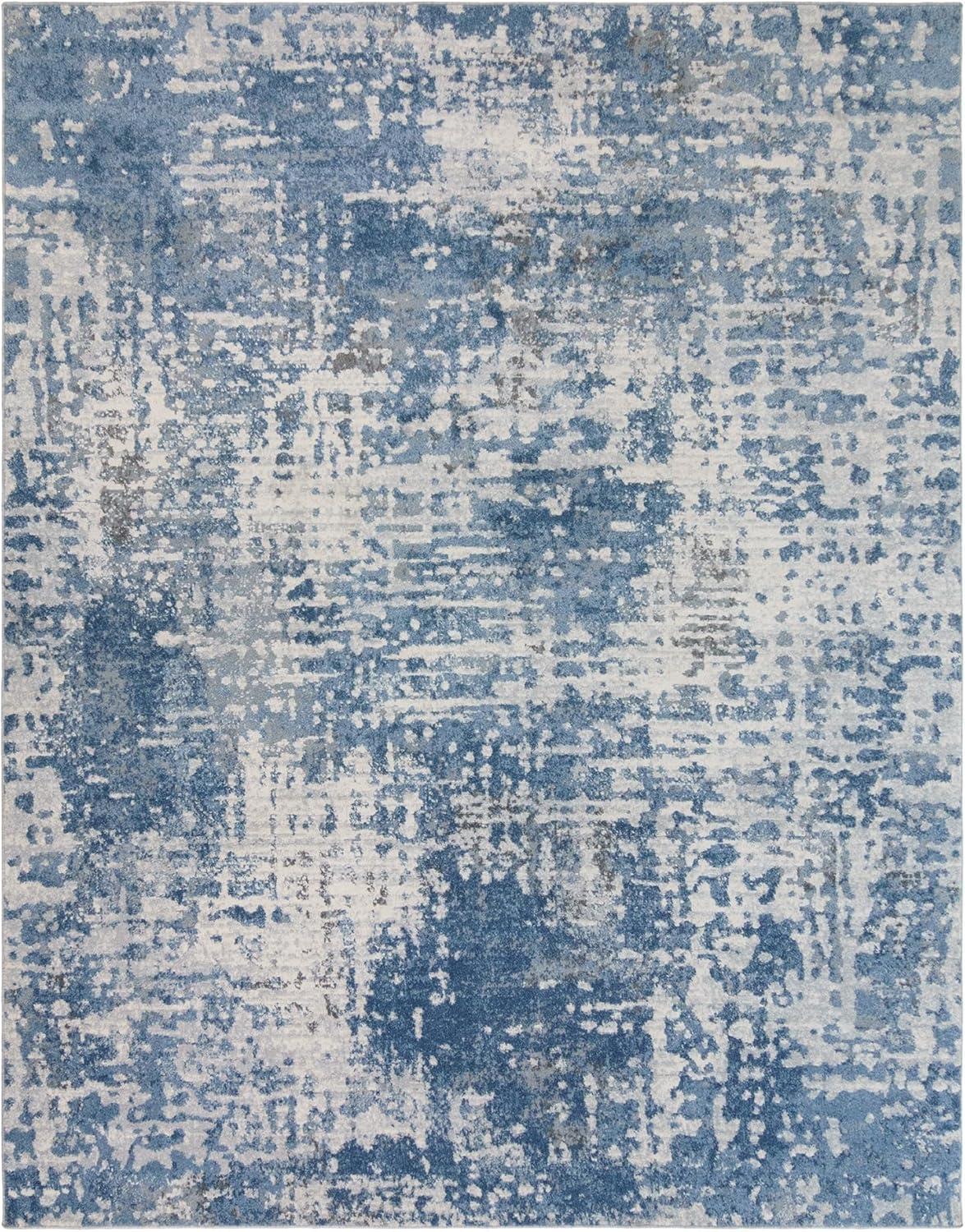 Sorrento Blue Abstract Synthetic 5' x 7' Area Rug