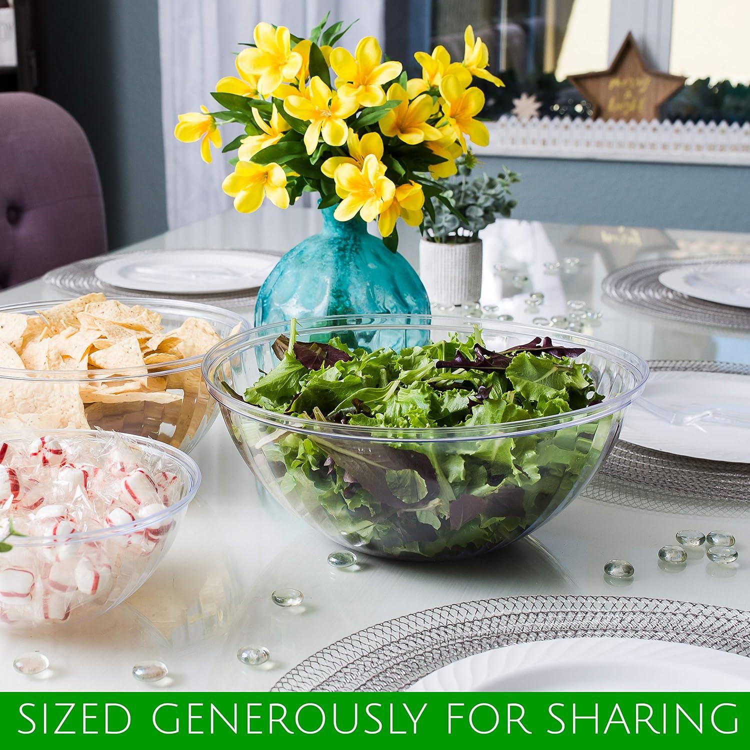 PLASTICPRO Plastic Bowls with Lids 48 oz Disposable Containers with Lids, 2 Pack