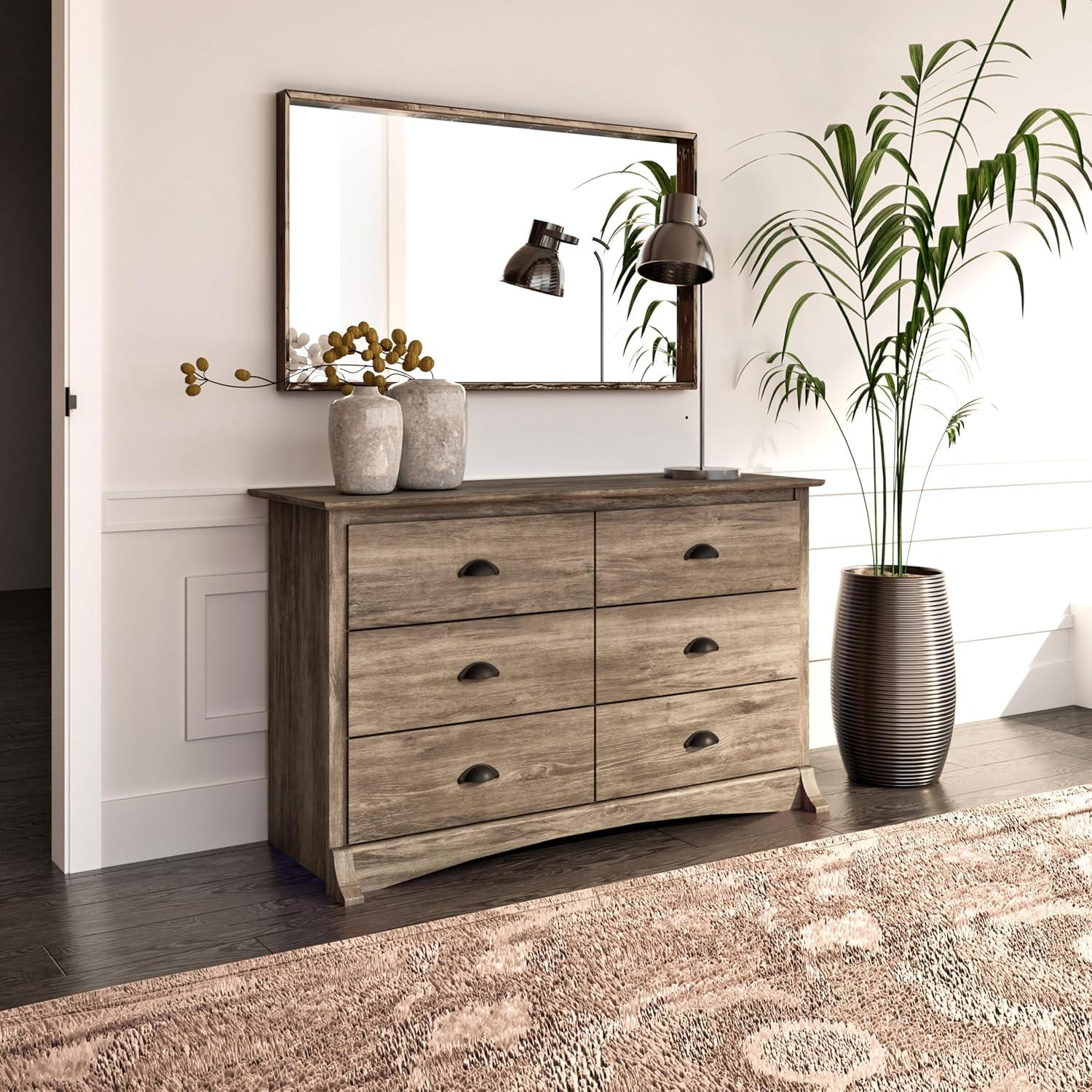 Salt Spring 6 Drawer Condo Dresser Drifted Gray - Prepac: Youthful Storage, Laminated Composite Wood