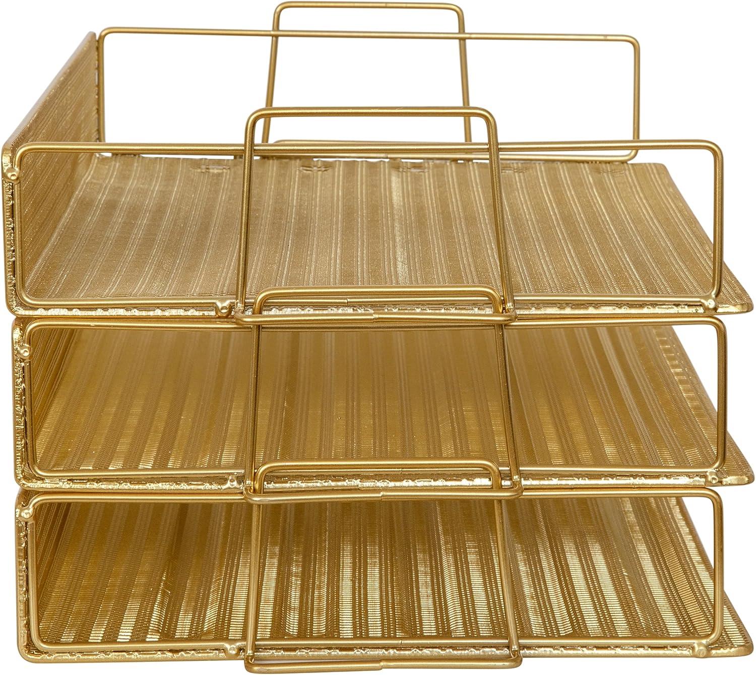 Thomas Martha Stewart Steel Mesh 3 Tier Stackable Desktop Letter Tray and File Organizer