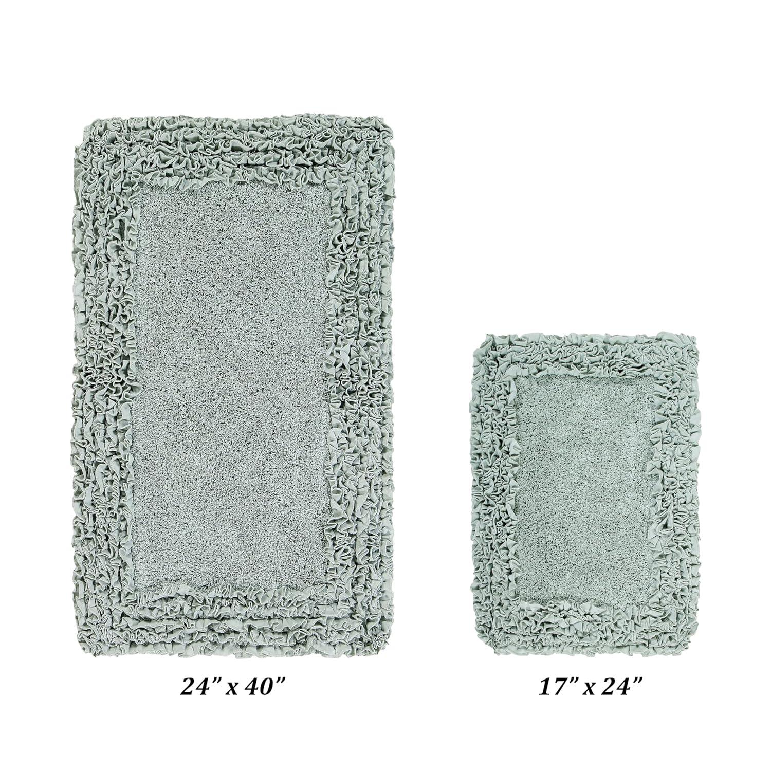 24"x40" Shaggy Border Collection Bath Rug Blue - Better Trends: Cotton Tufted, Machine Washable, No Backing