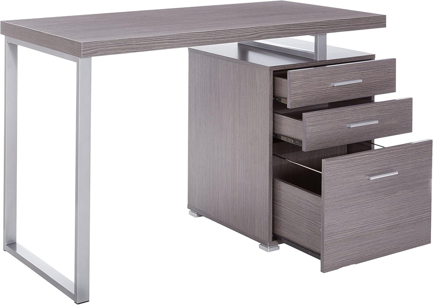 Transitional Grey 48" Home Office Desk with Filing Cabinet