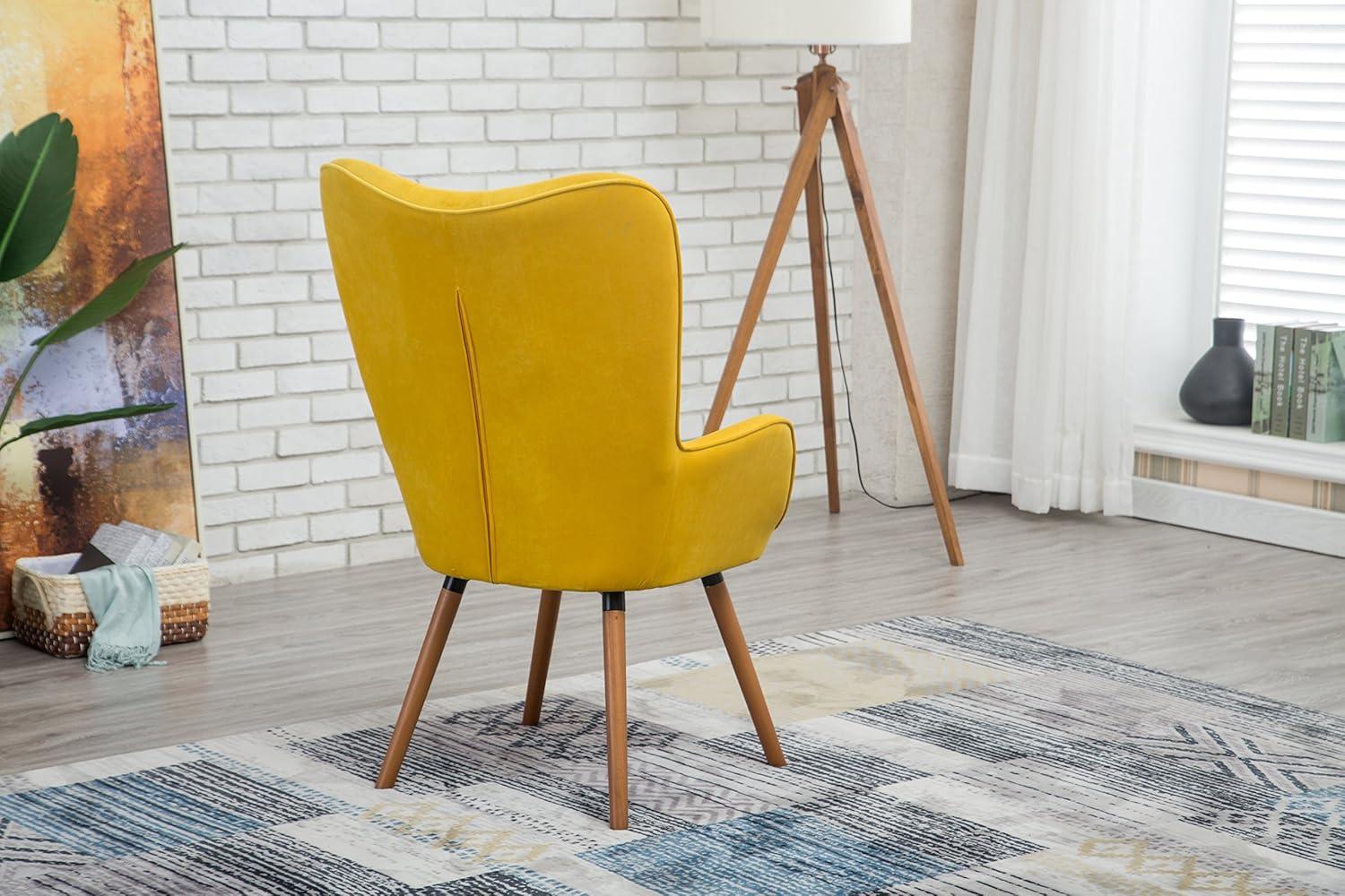 Blendoi Brooke Doarnin Contemporary Silky Tufted Button Back Accent Chair, Yellow