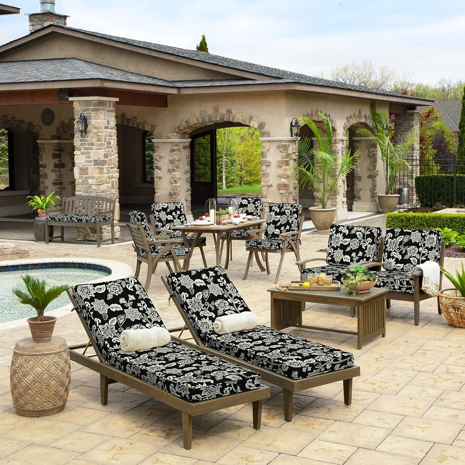 Arden Selections ProFoam Essentials Outdoor Bench Cushion 18 x 46, Ashland Black Jacobean