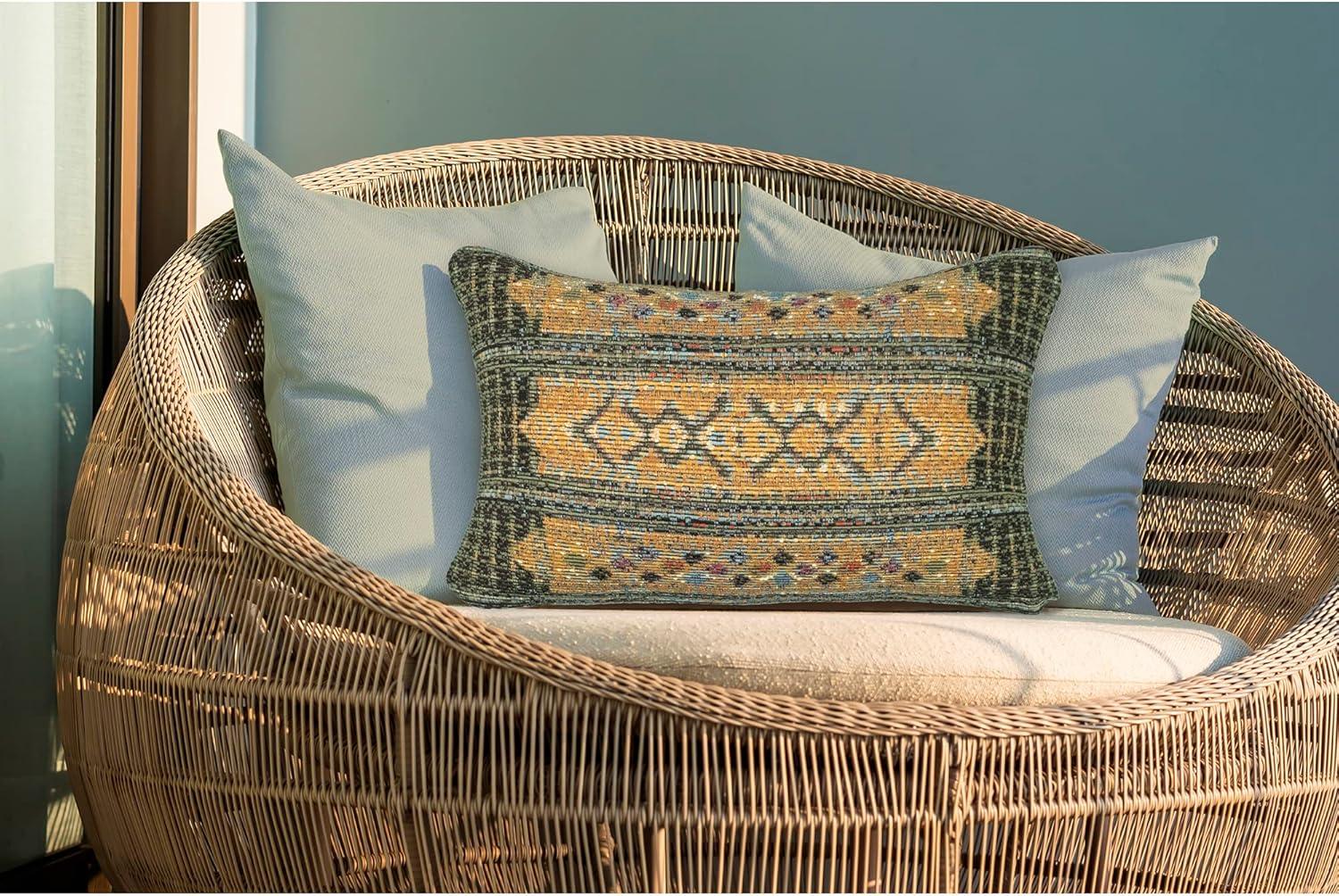 Liora Manne Marina Tribal Stripe Indoor/Outdoor Pillow Green 12" x 18"